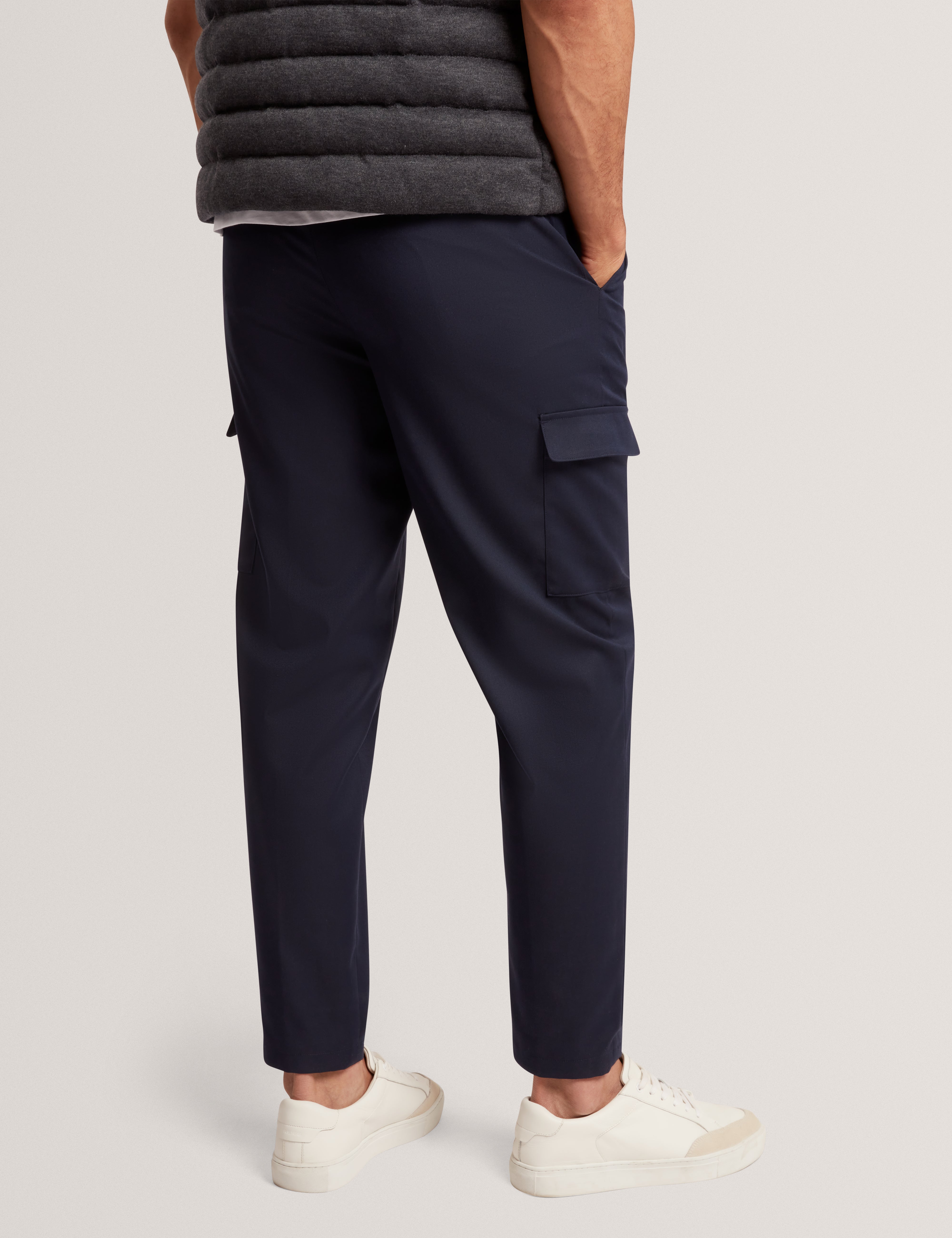 Lional Slim Wool Blend Cargo Trouser Navy
