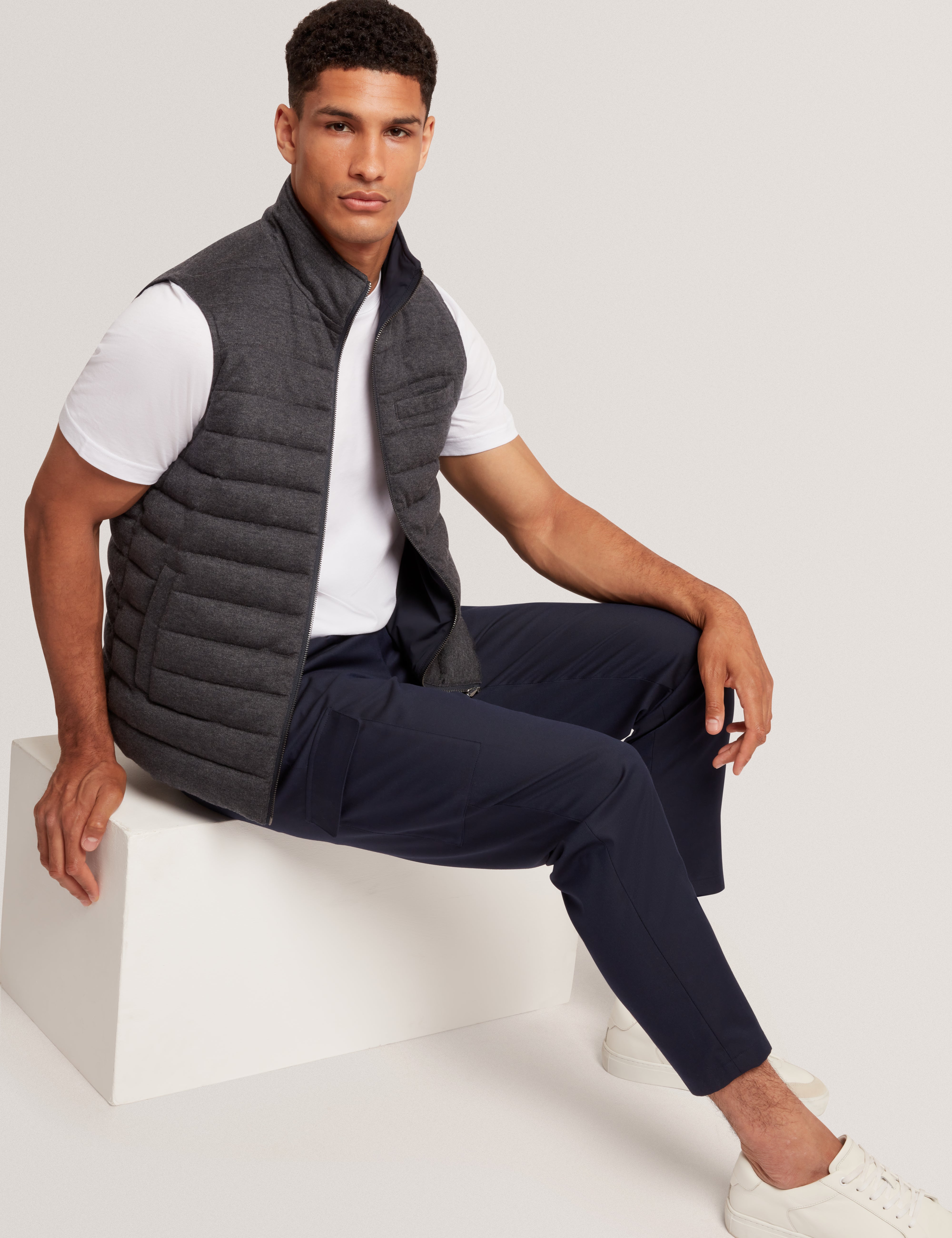 Lional Slim Wool Blend Cargo Trouser Navy