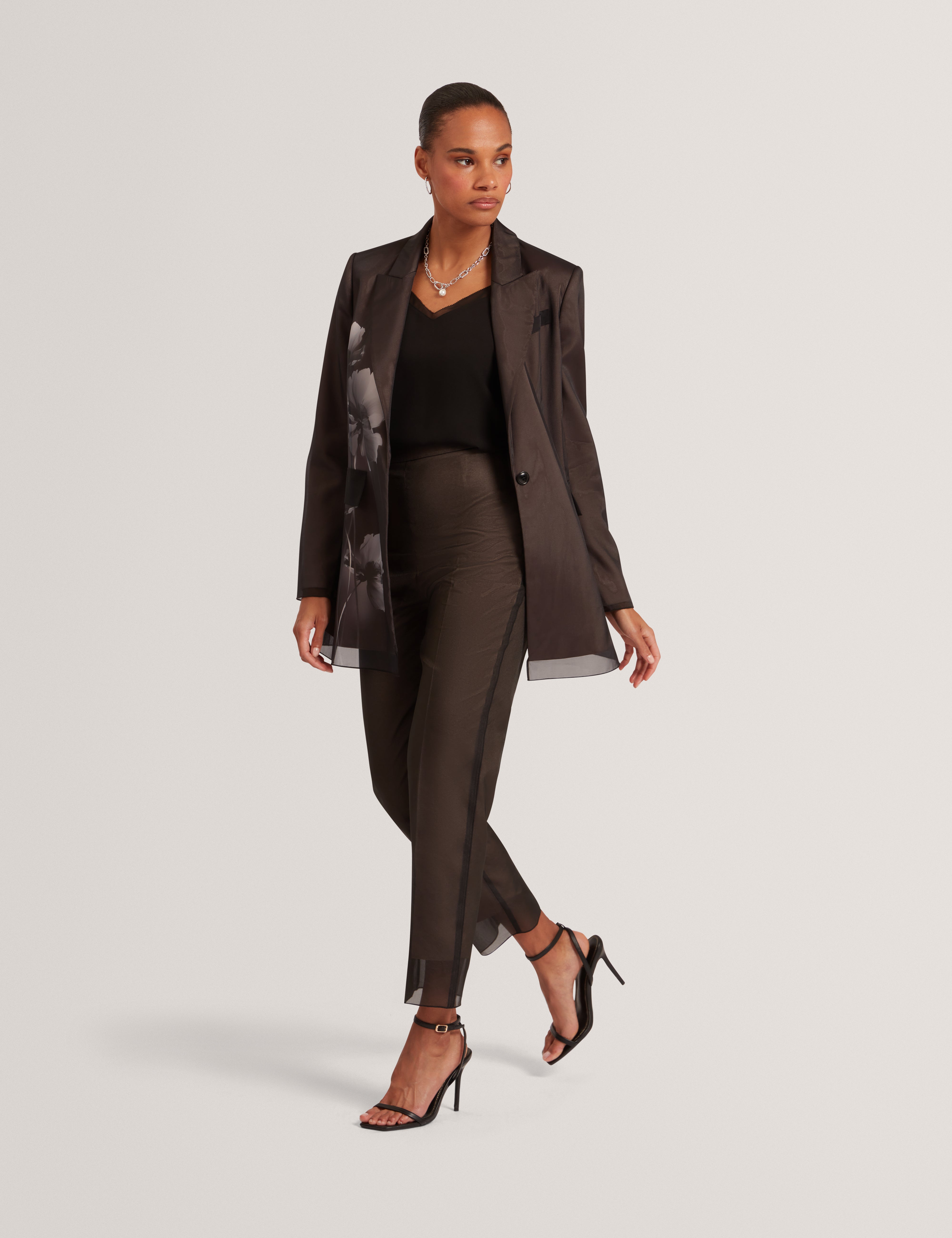 Nubiaat Printed Organza Overlay Tailored Trouser Black