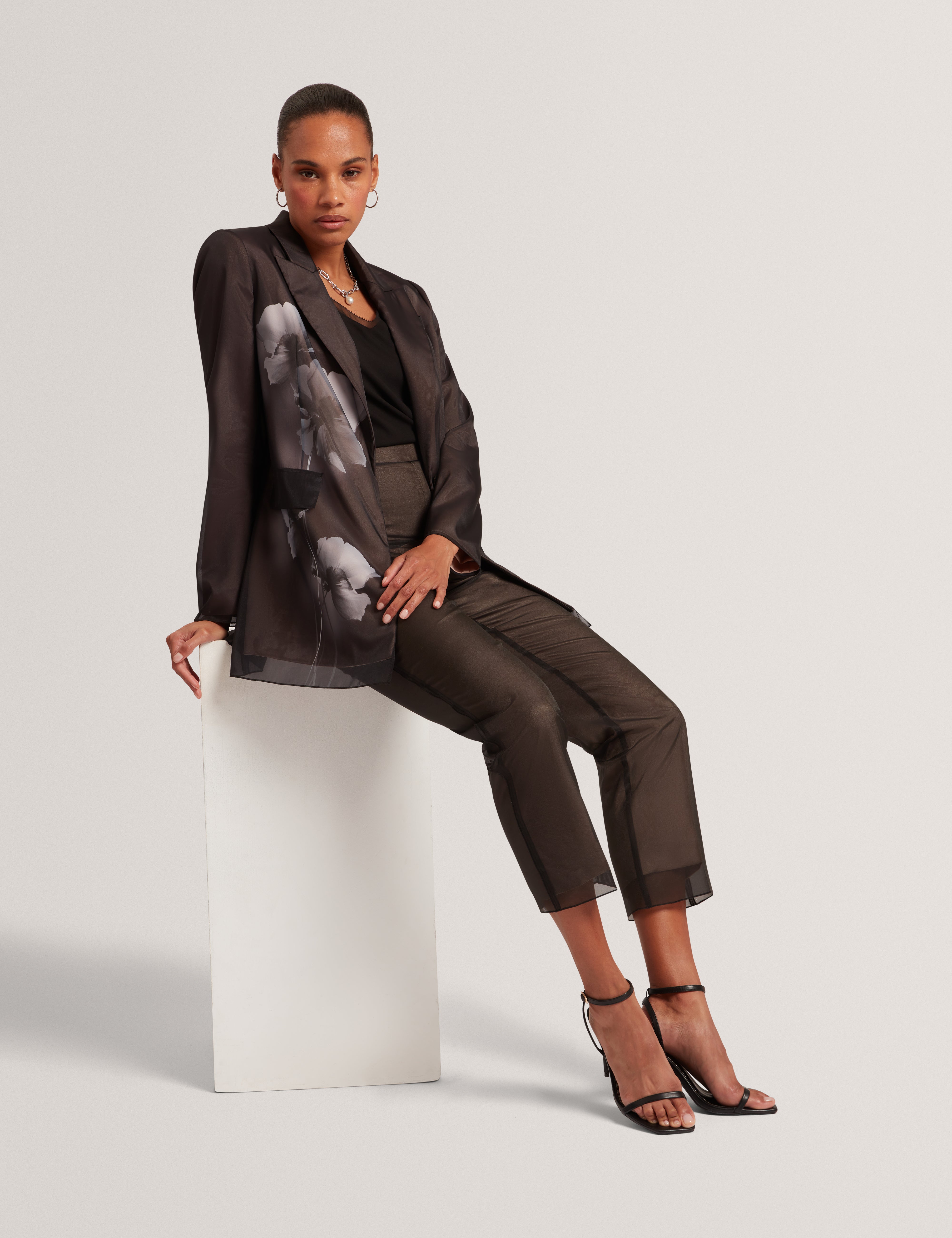 Nubiaat Printed Organza Overlay Tailored Trouser Black