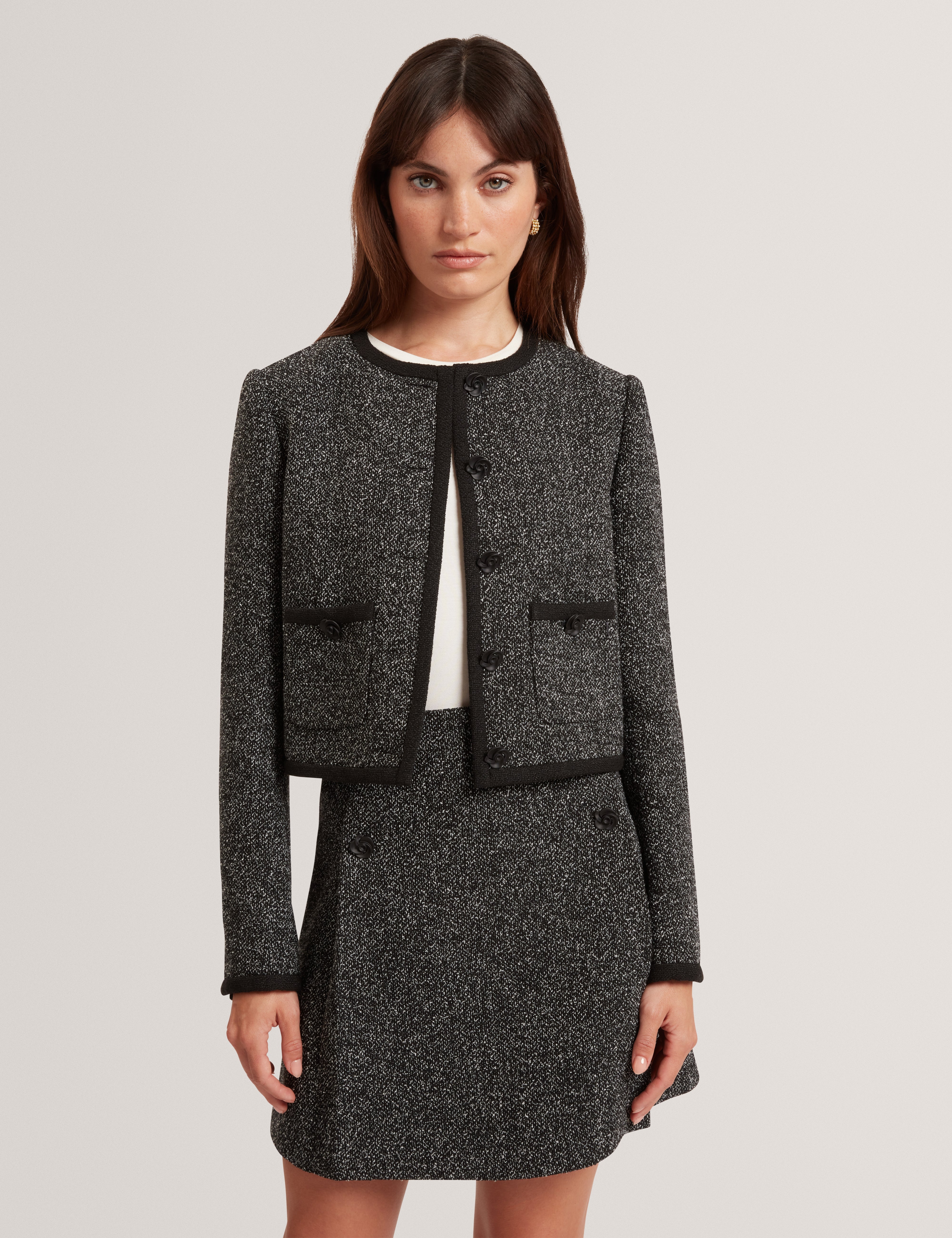 Ekaa Tailored Boucle Cropped Jacket Black