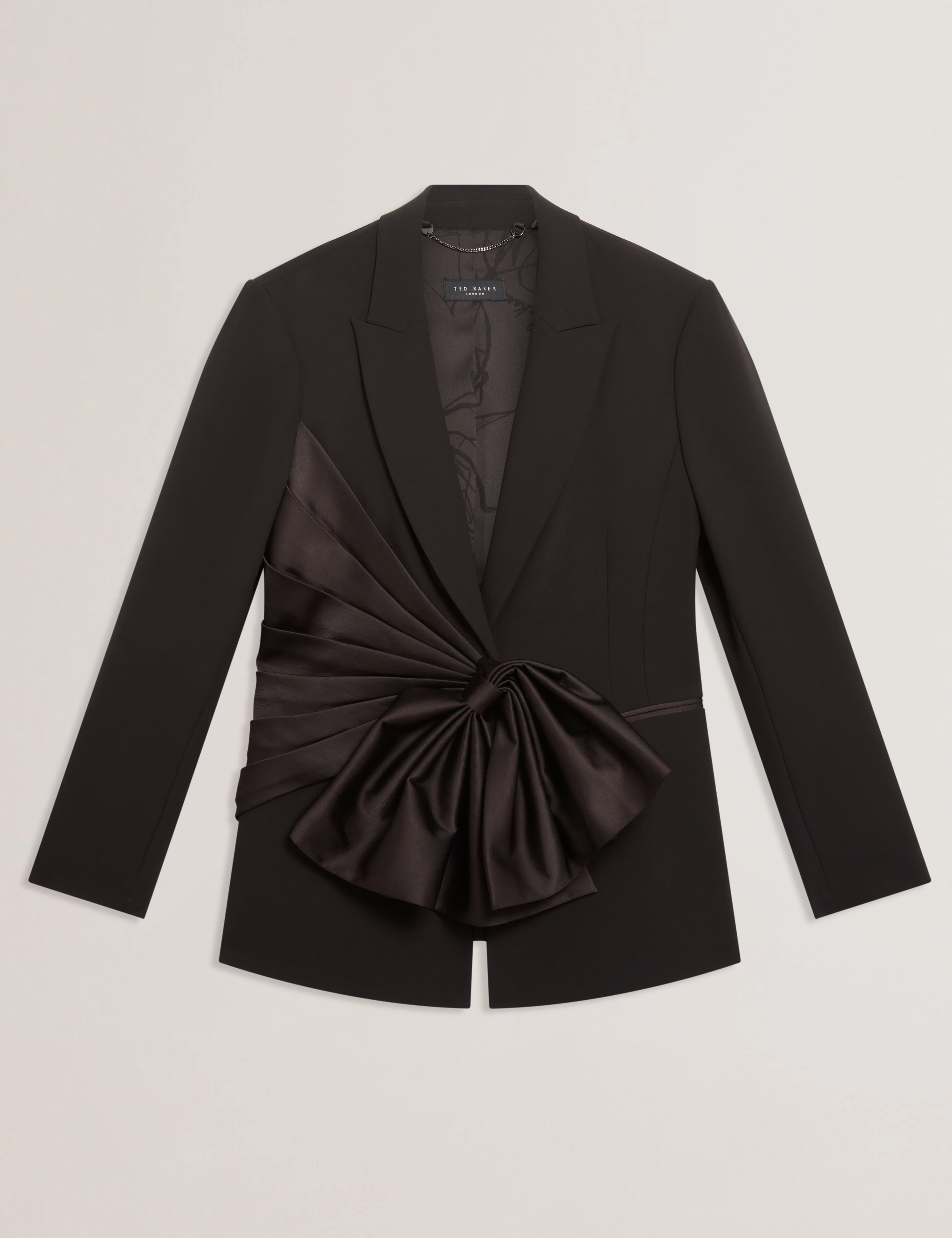 Xeni Tailored Blazer With Satin Bow Detail Black