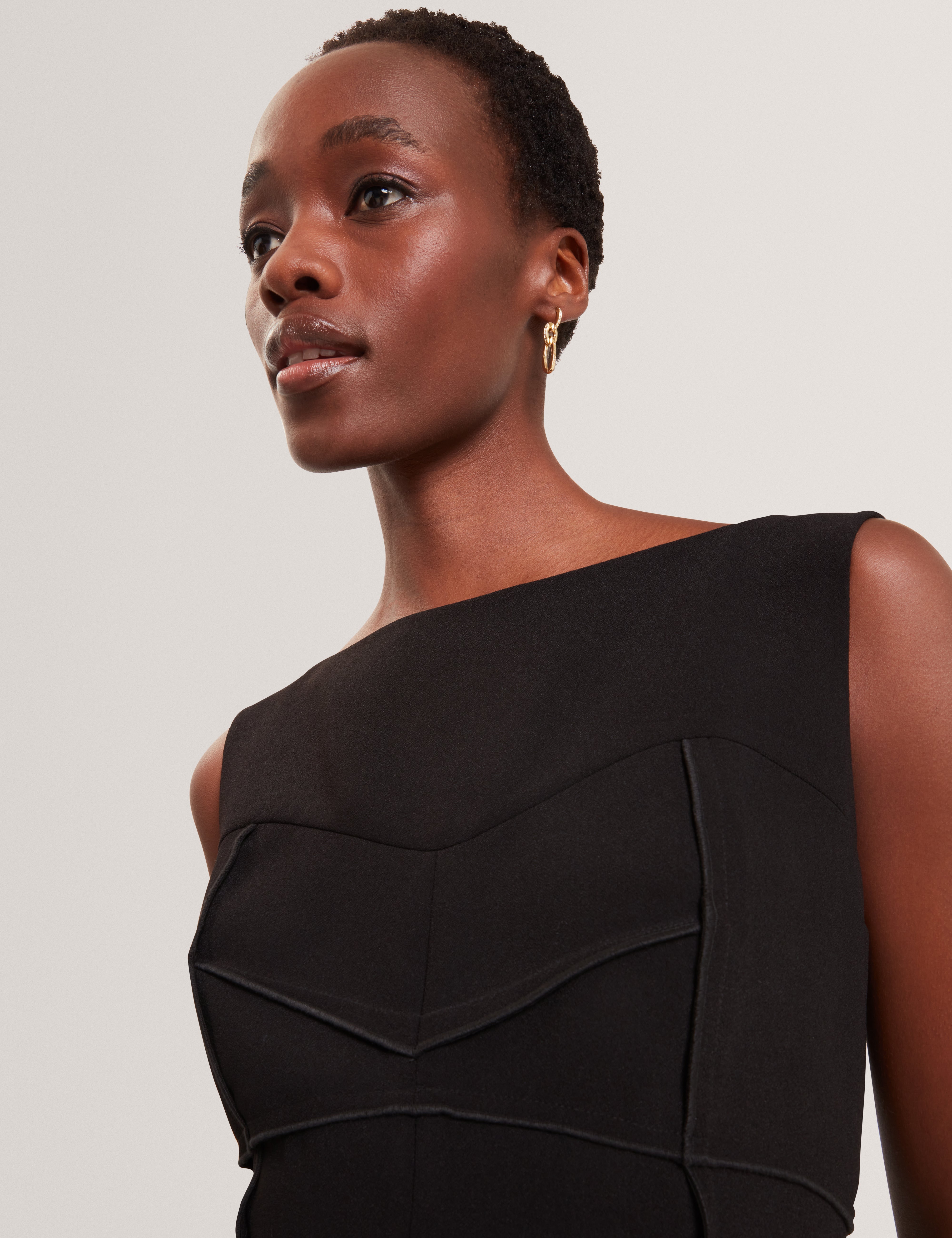 Liivia Corset Detail Wide Leg Jumpsuit Black