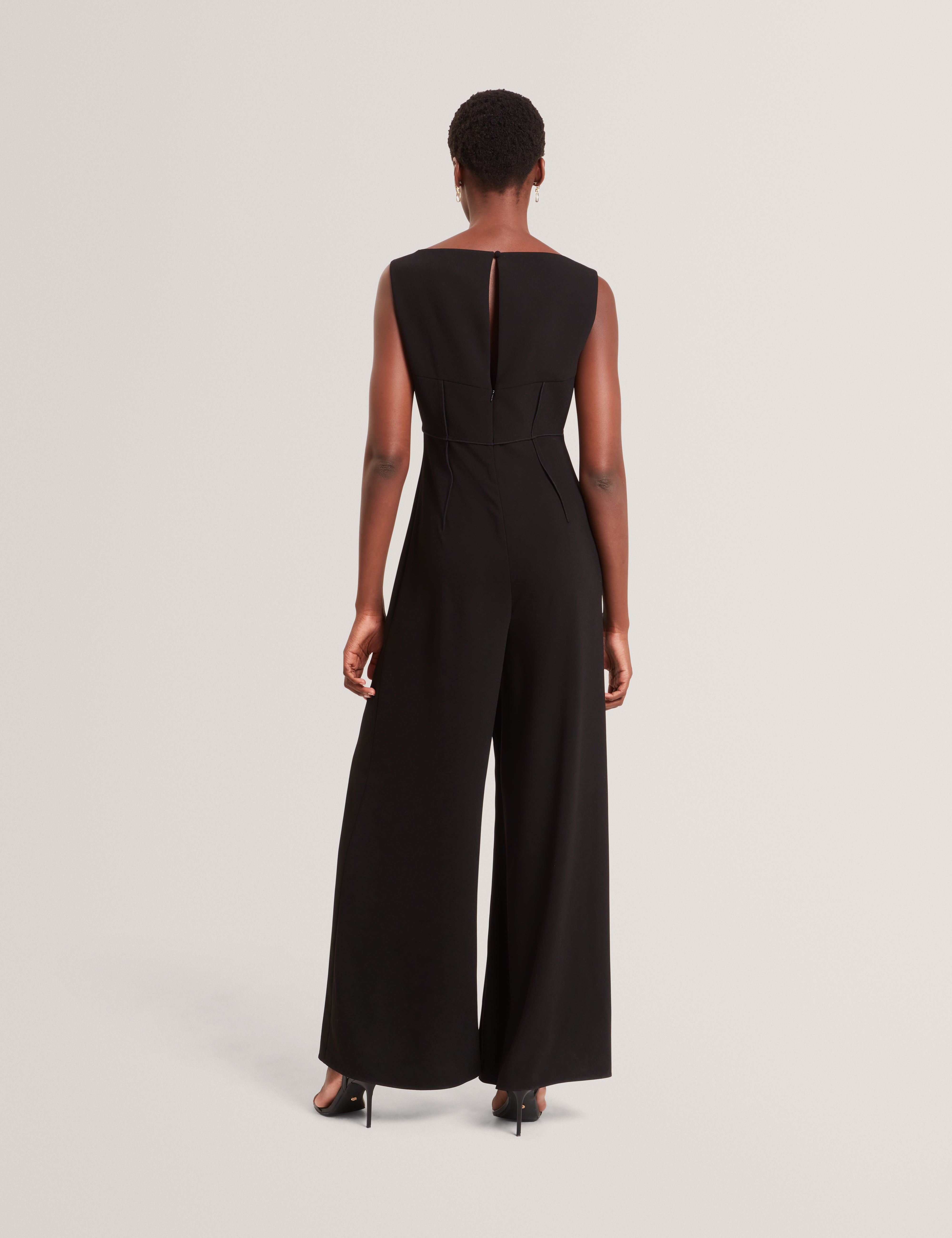 Liivia Corset Detail Wide Leg Jumpsuit Black
