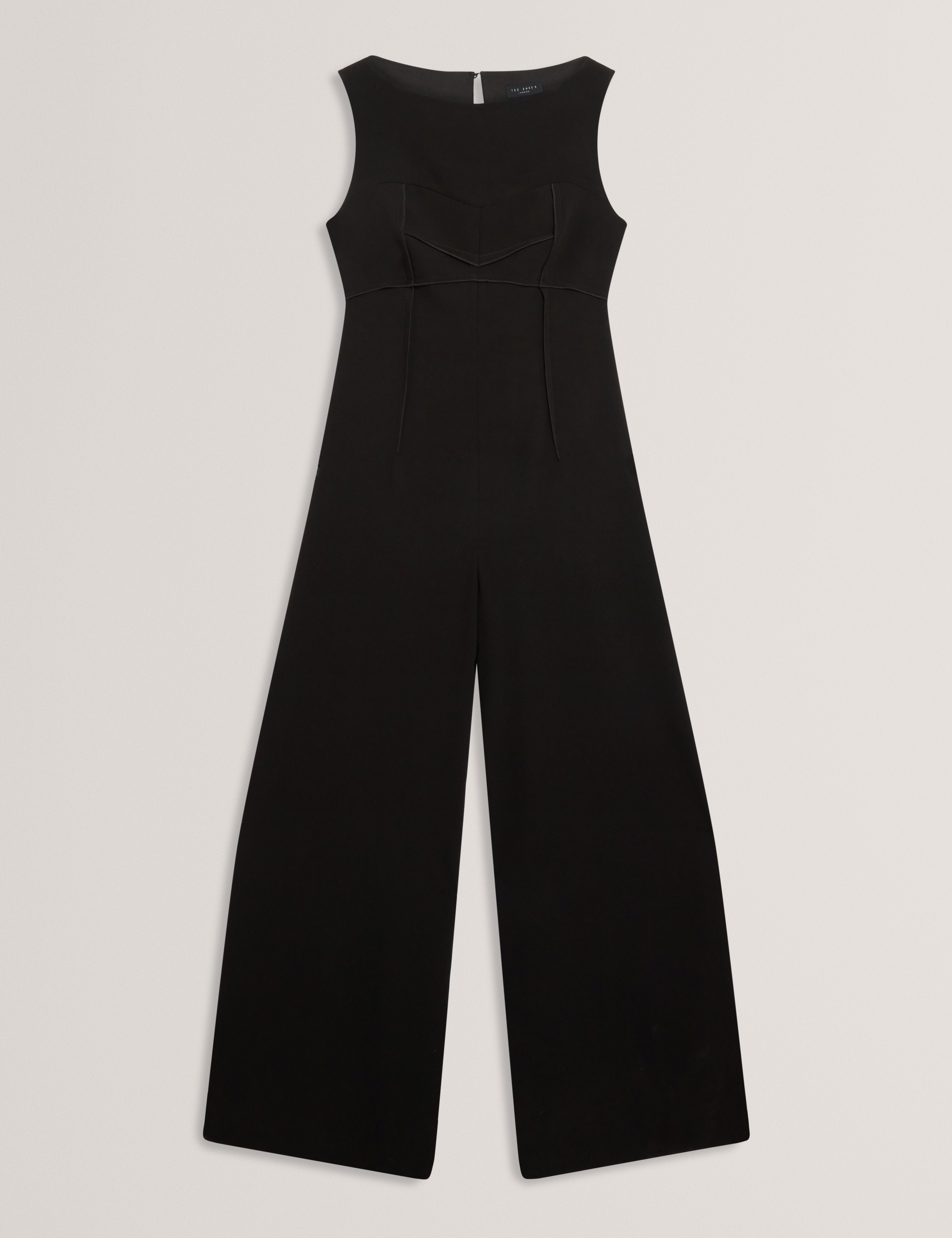Liivia Corset Detail Wide Leg Jumpsuit Black