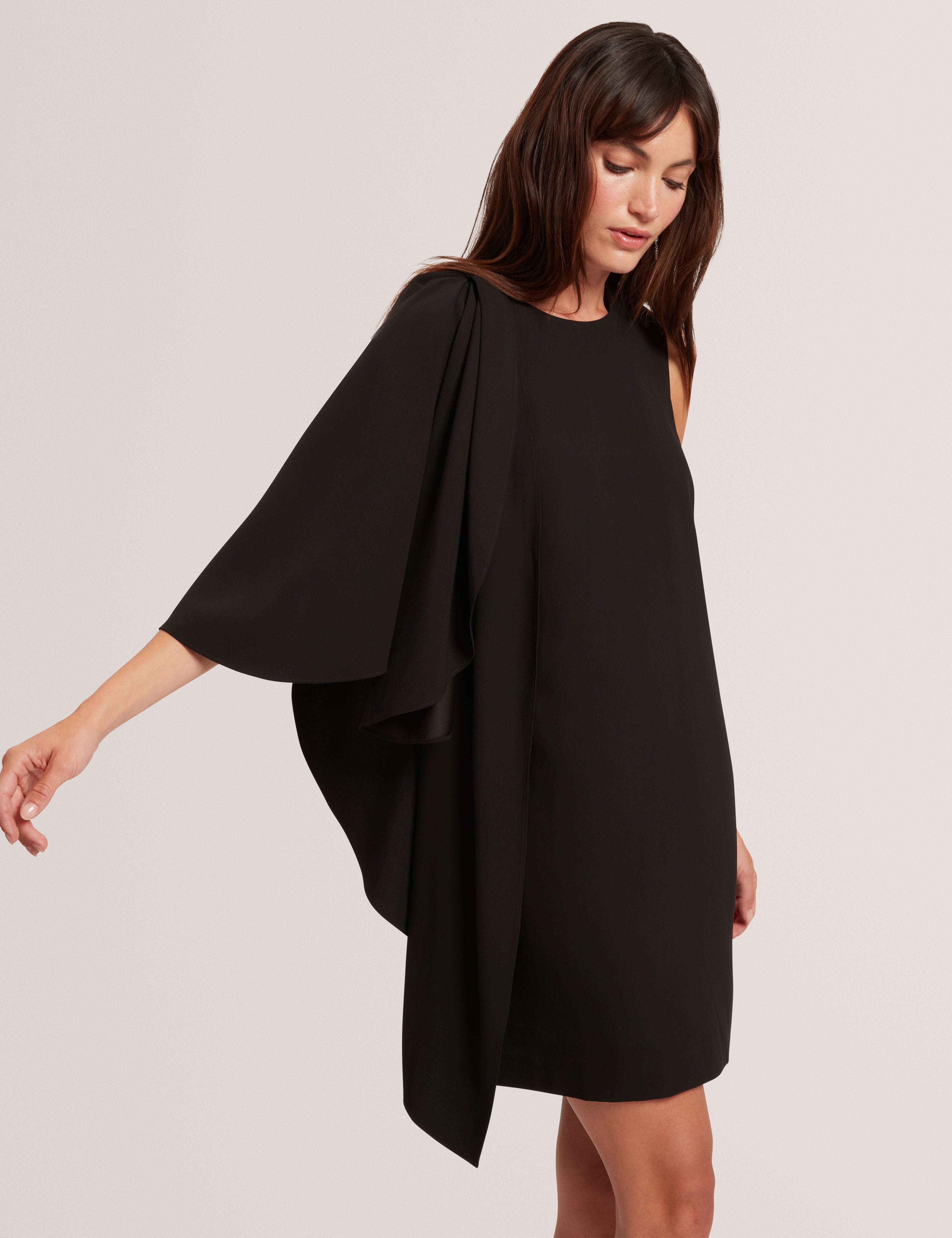Ottiia Printed Drape Mini Dress Black