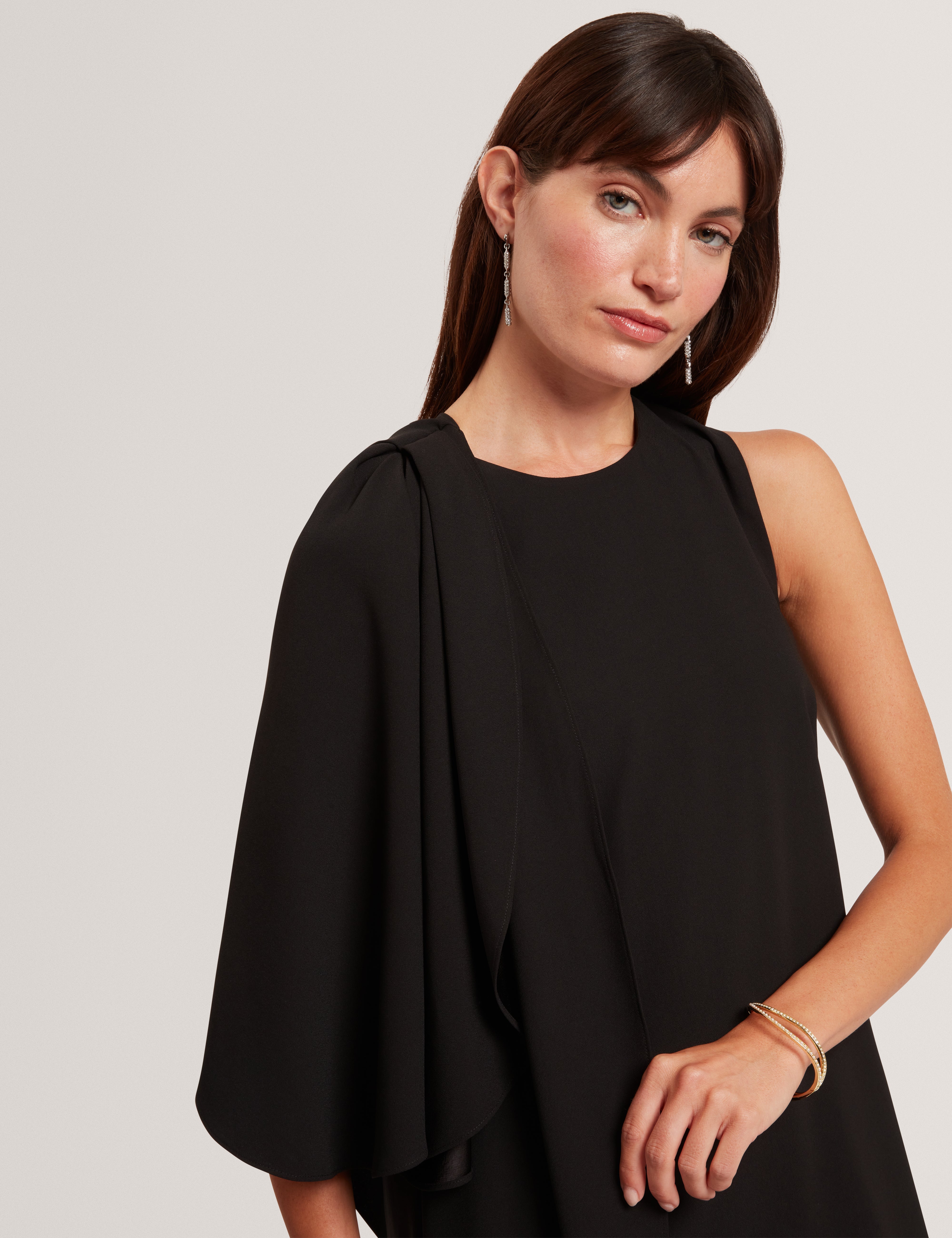 Ottiia Printed Drape Mini Dress Black