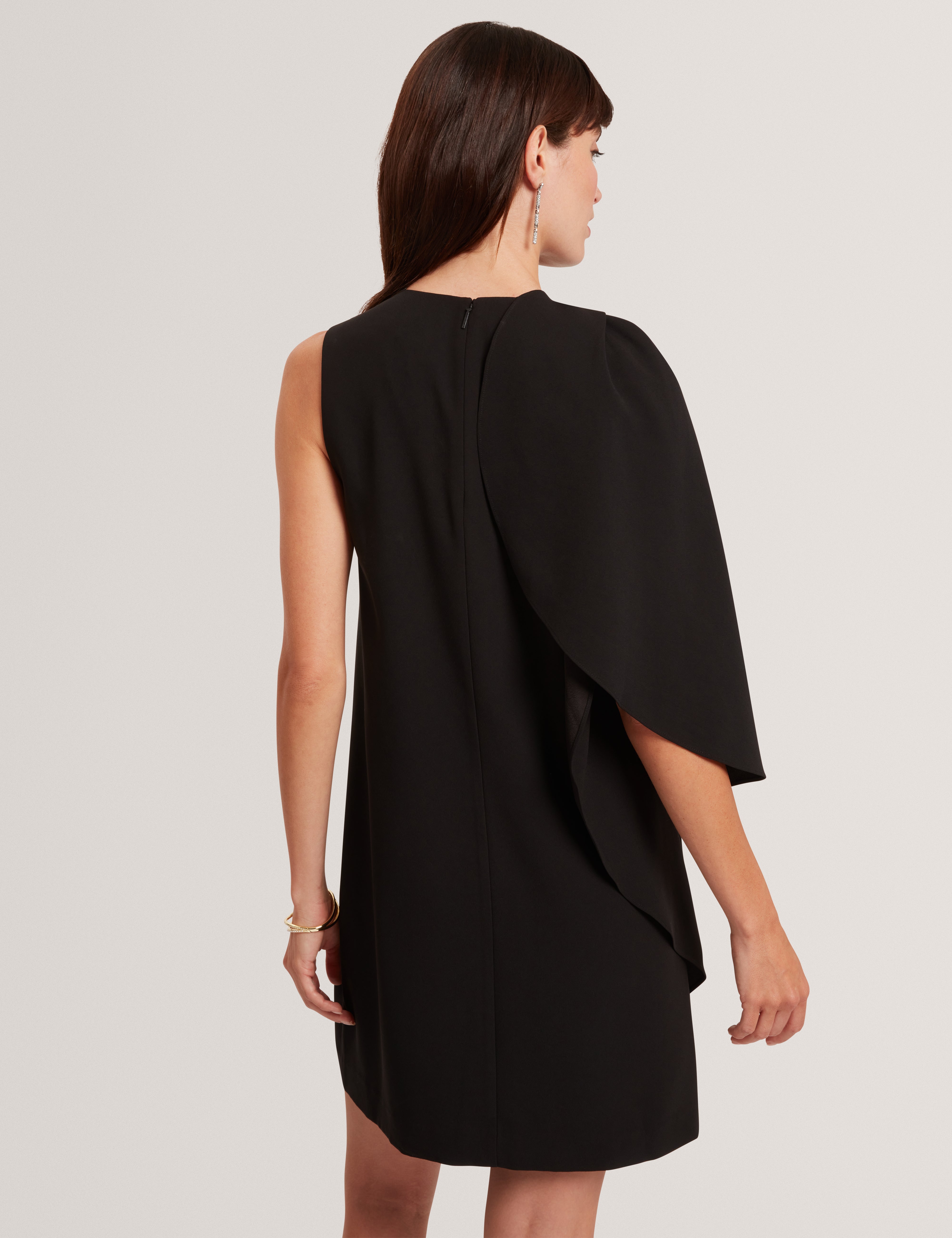 Ottiia Printed Drape Mini Dress Black