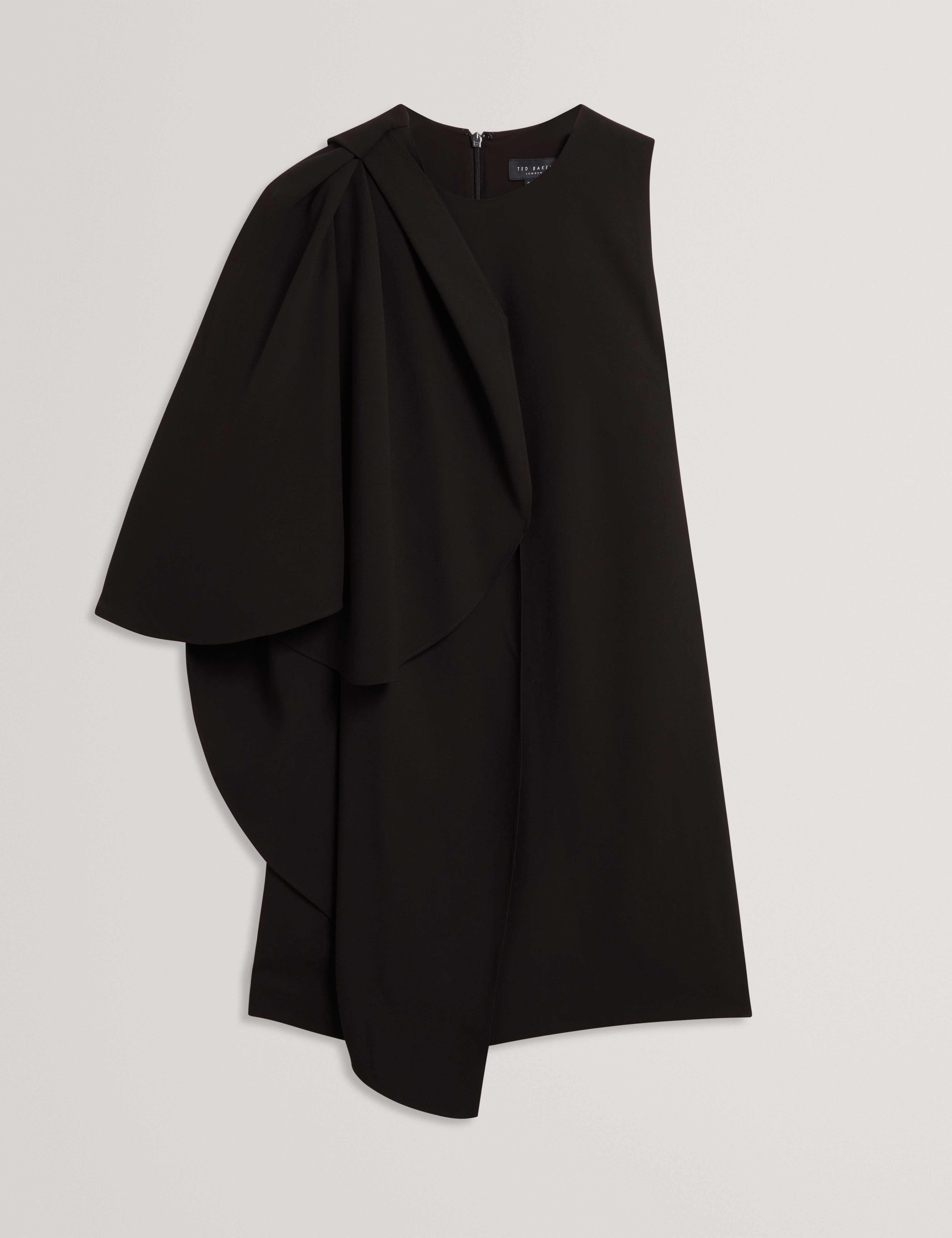 Ottiia Printed Drape Mini Dress Black