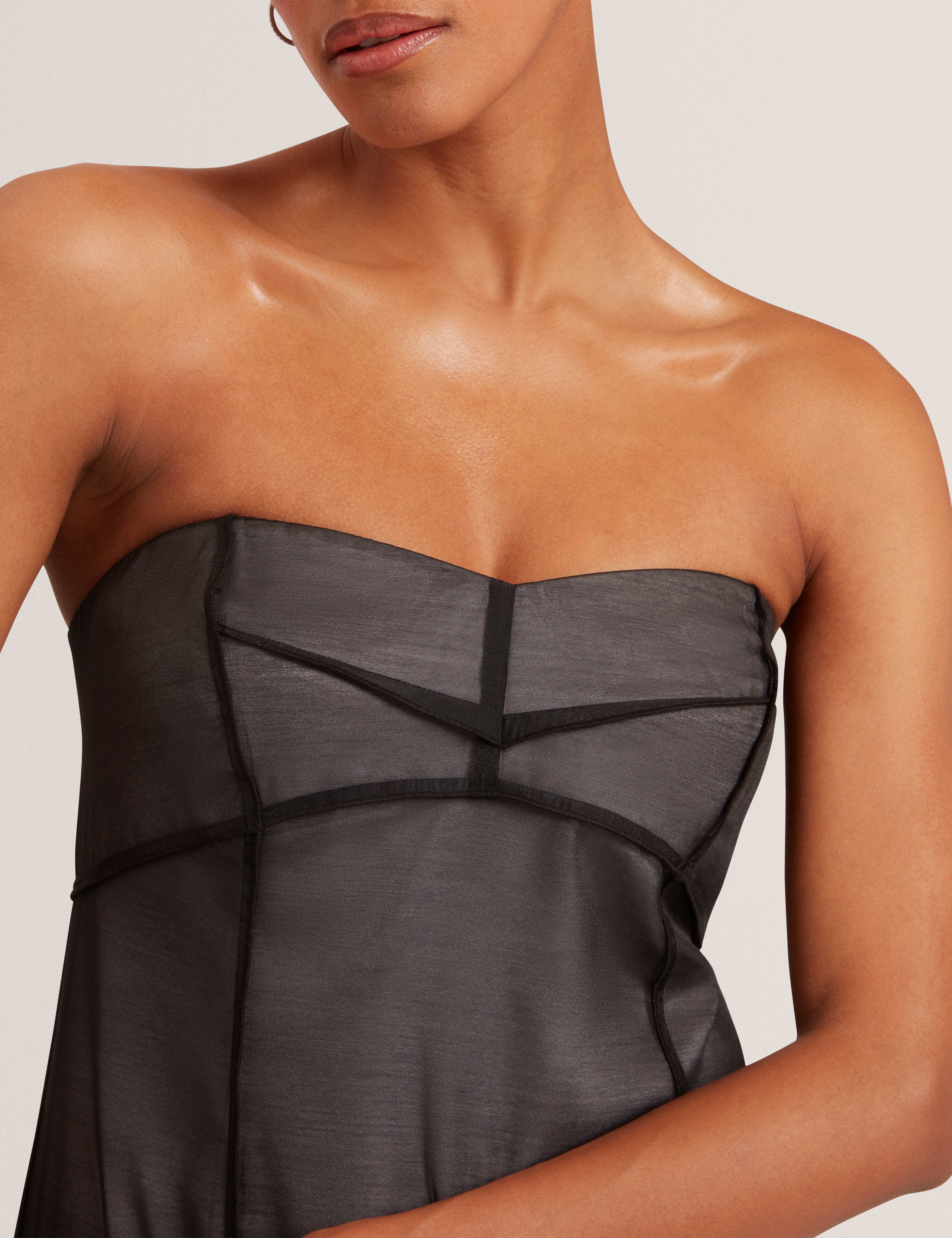 Florza Sweetheart Neckline Overlay Organza Dress Black