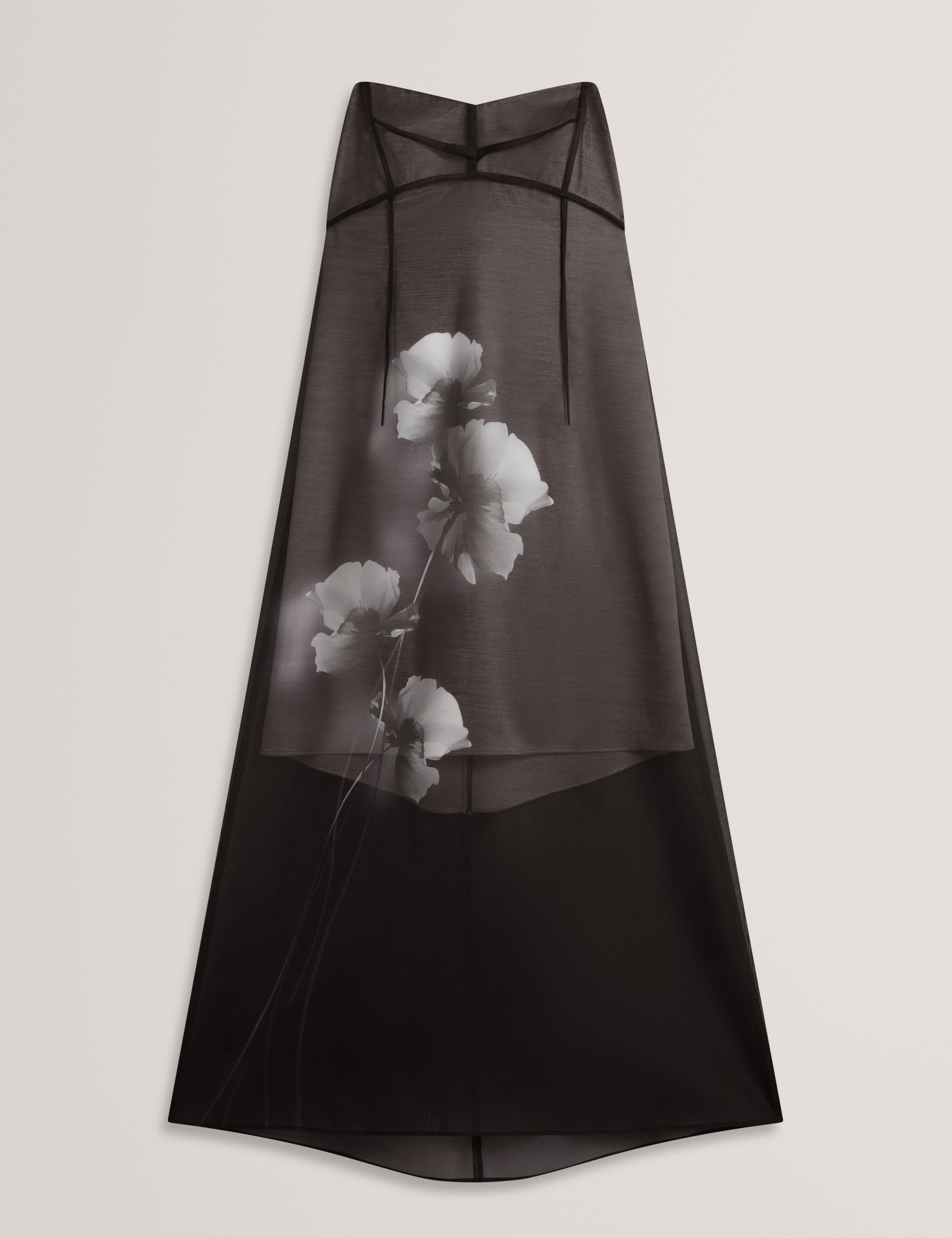 Florza Sweetheart Neckline Overlay Organza Dress Black