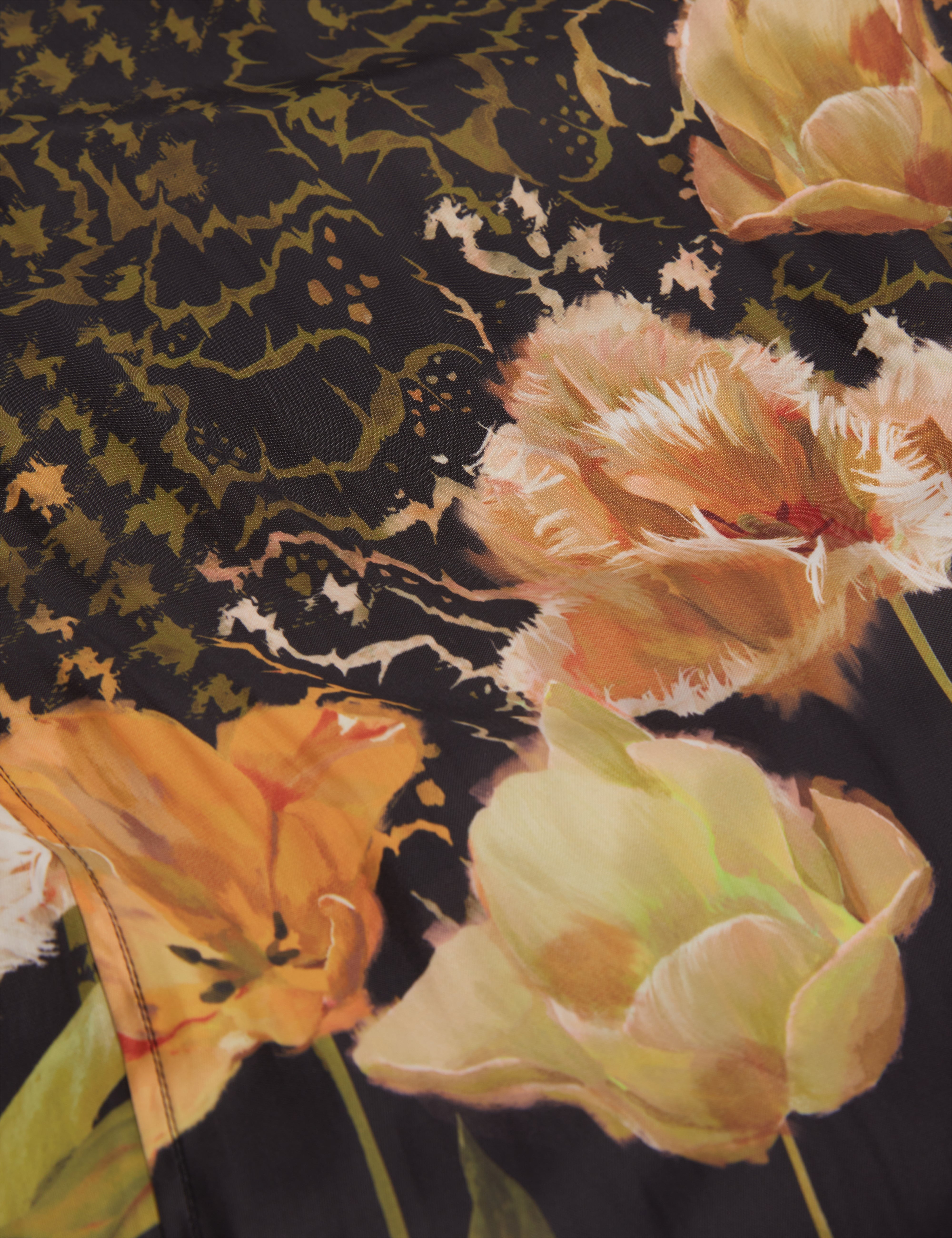 Aevaa Printed Midi Dress With Waist Gathers Black