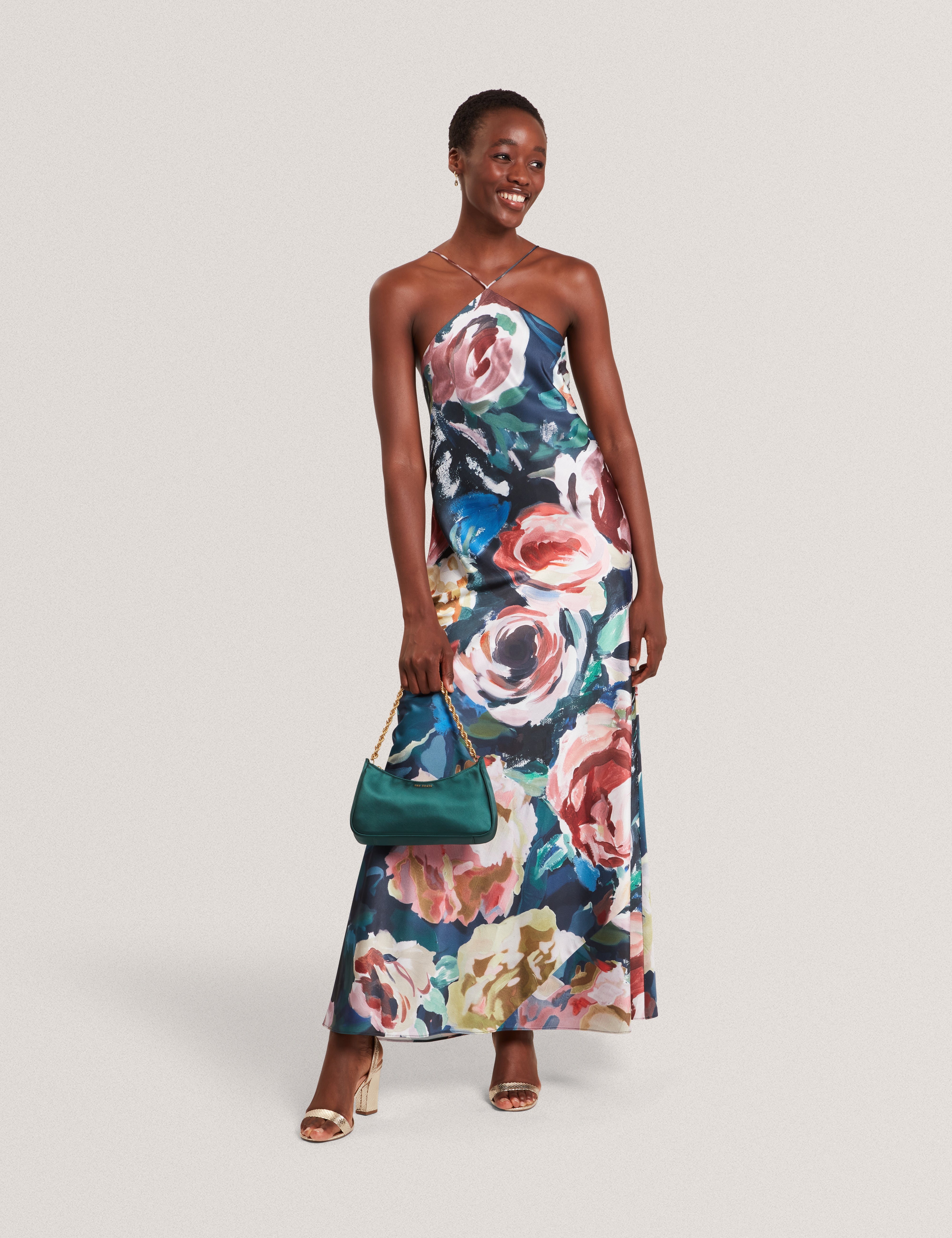 Amarri Print Halter Neck Maxi Dress Navy