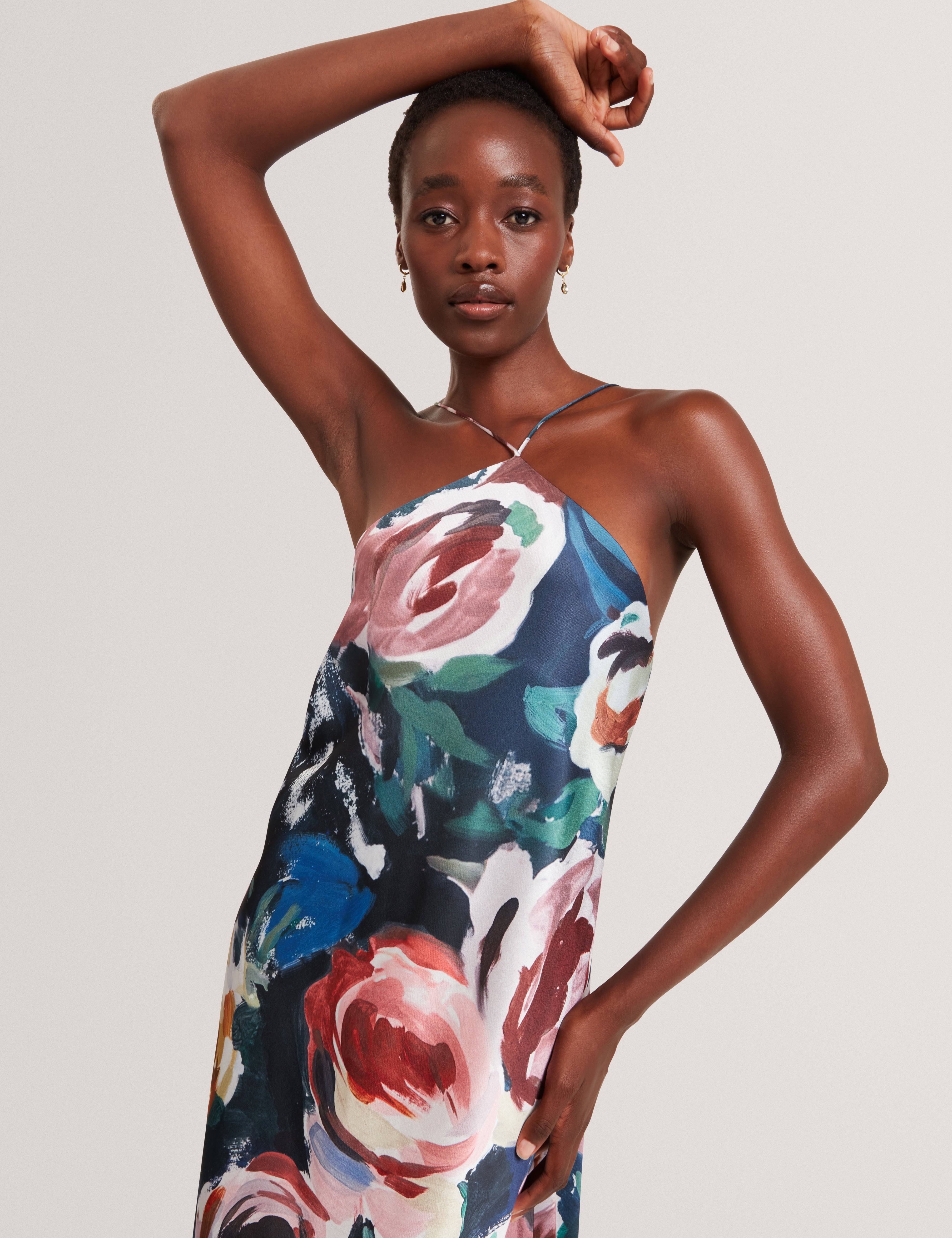 Amarri Print Halter Neck Maxi Dress Navy