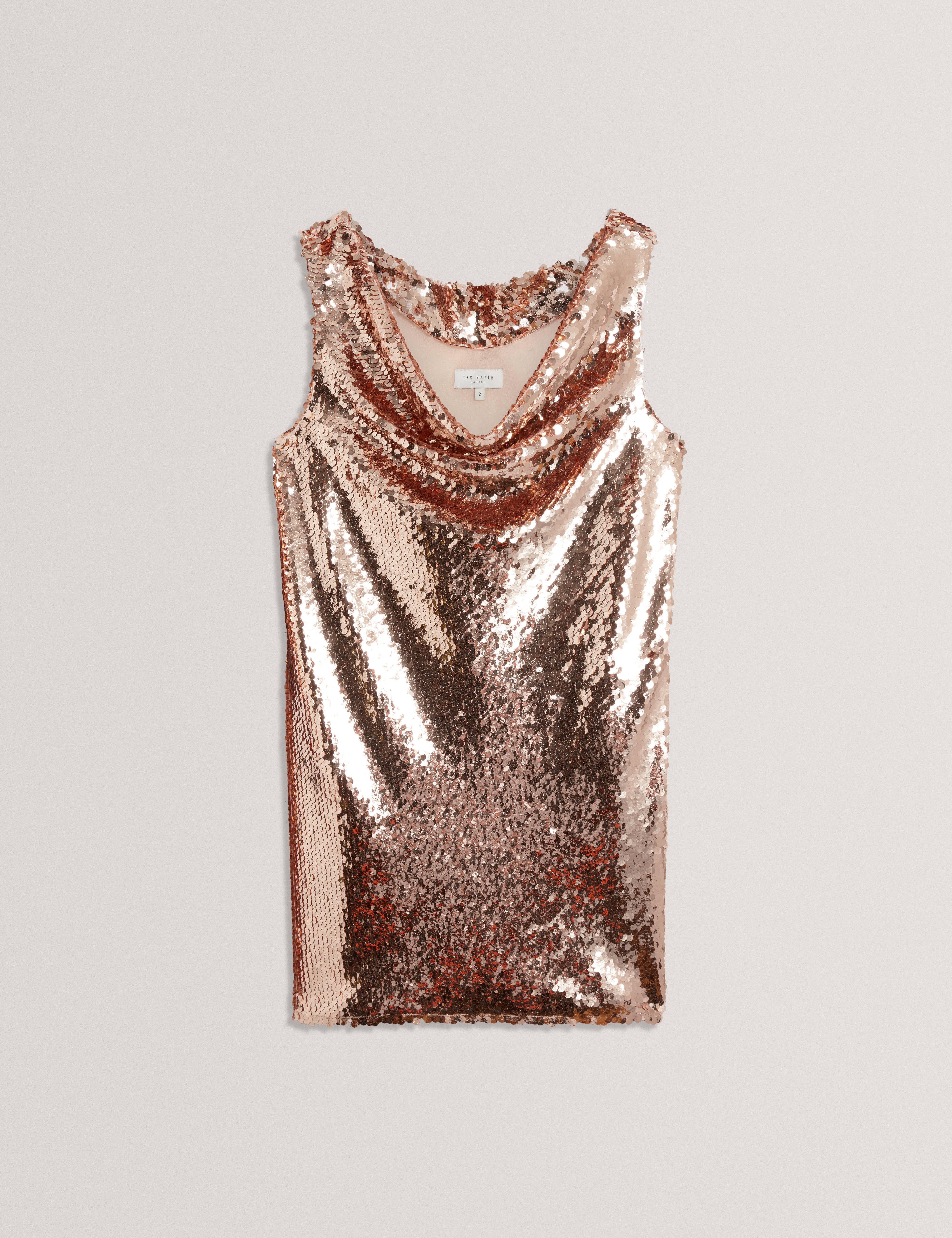 Sialla Cowl Neck Mini Dress Dusky-Pink