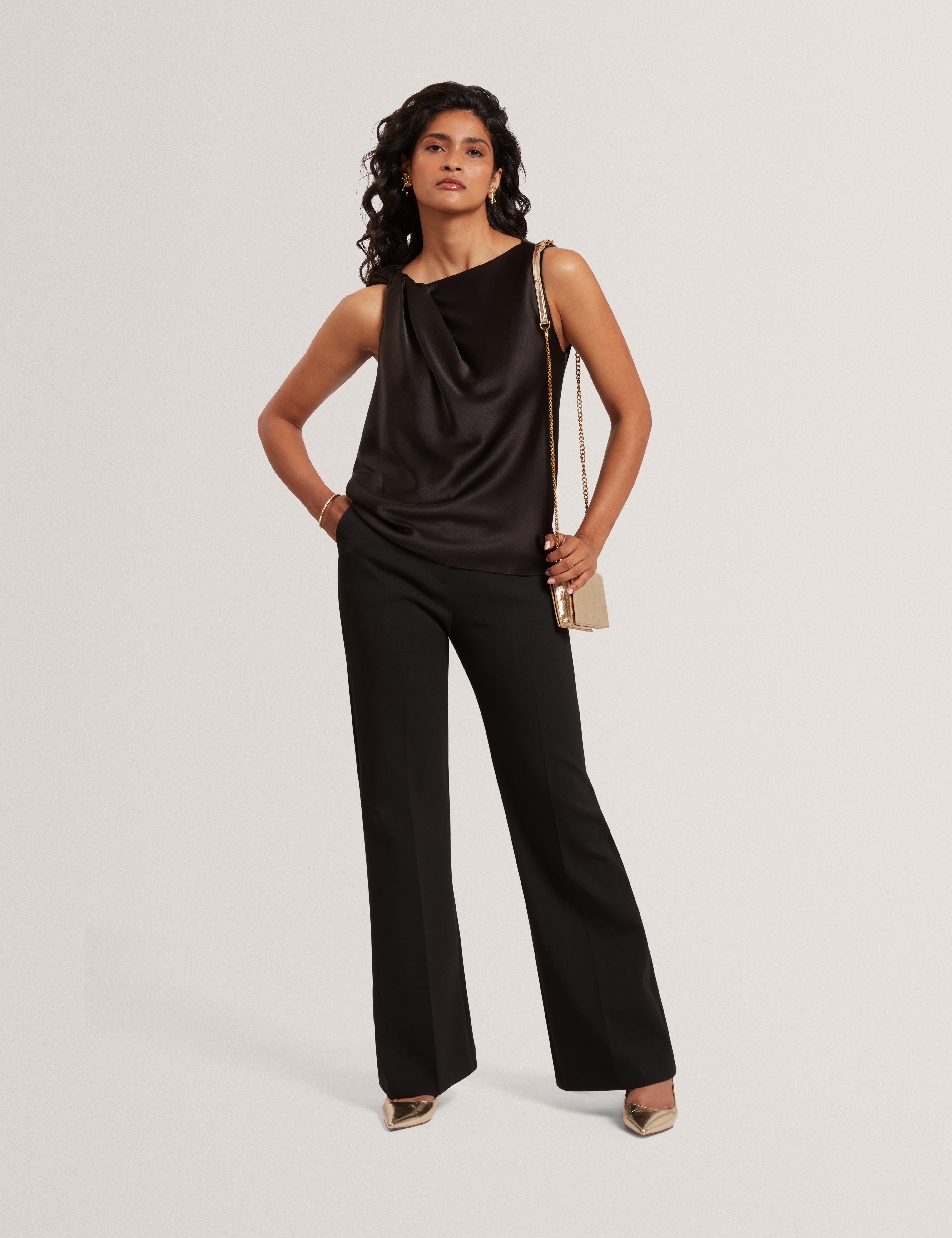 Miona Sleveless Twist Detail Top Black