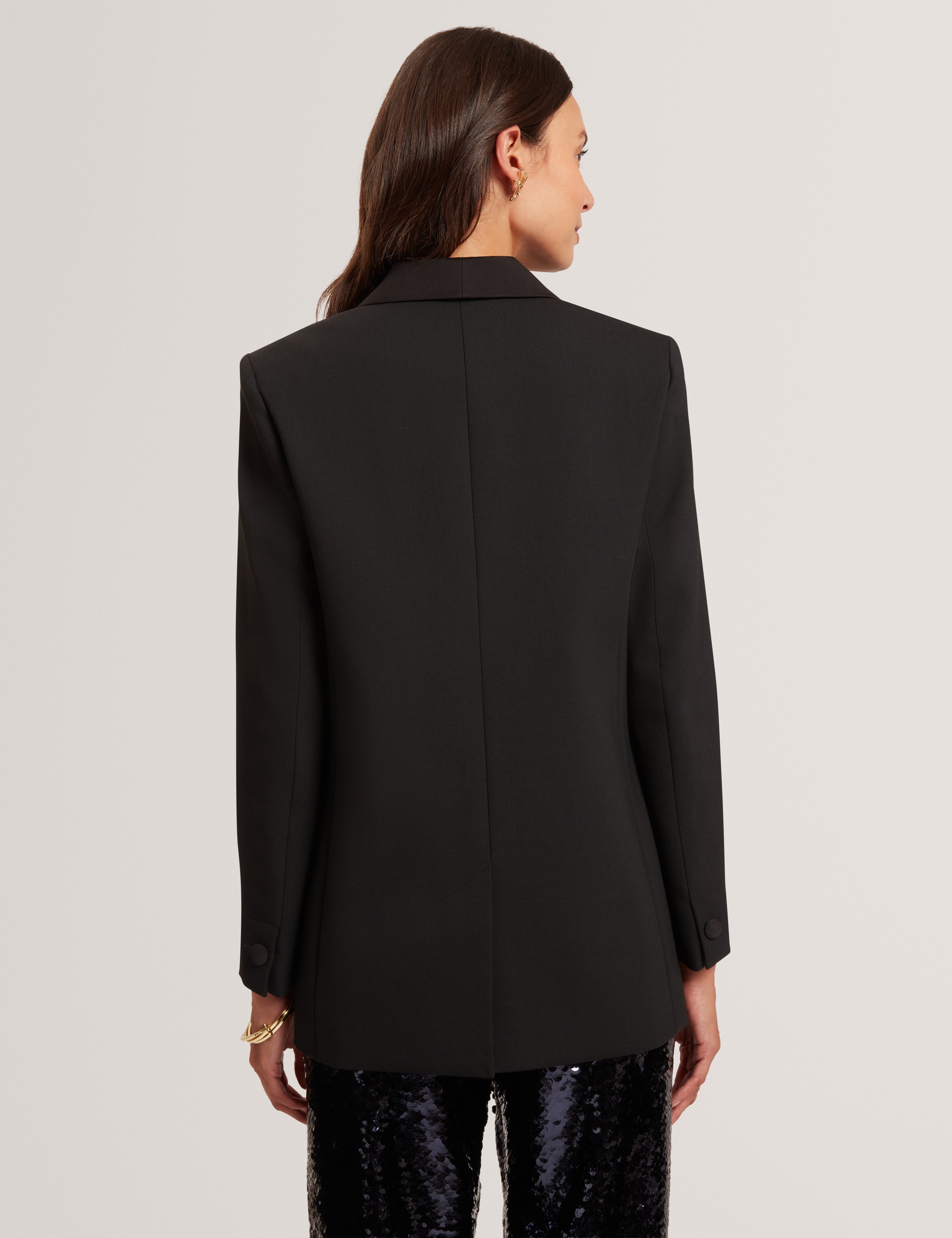 Valee Tailored Relaxed Blazer With Satin Lapel Black