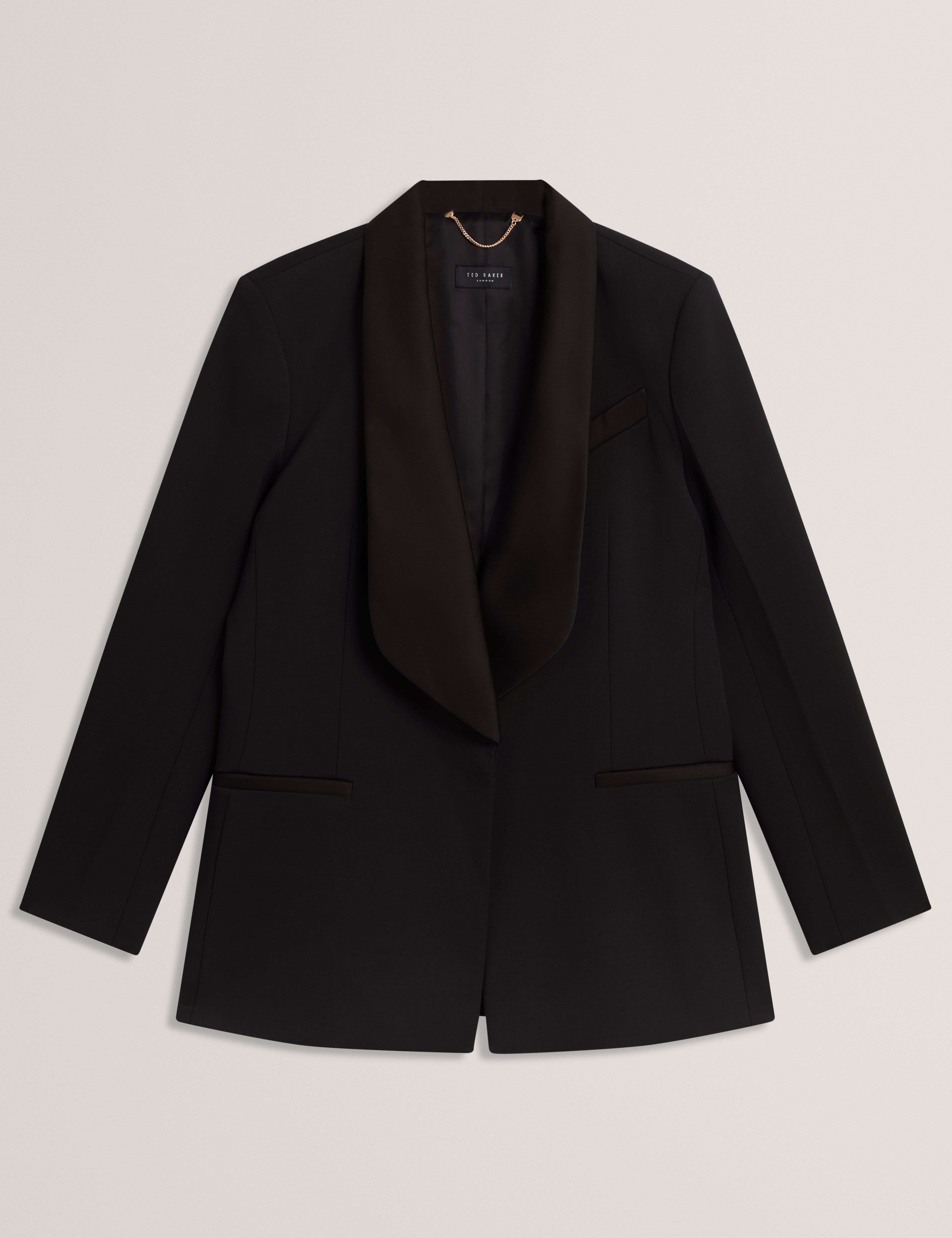 Valee Tailored Relaxed Blazer With Satin Lapel Black