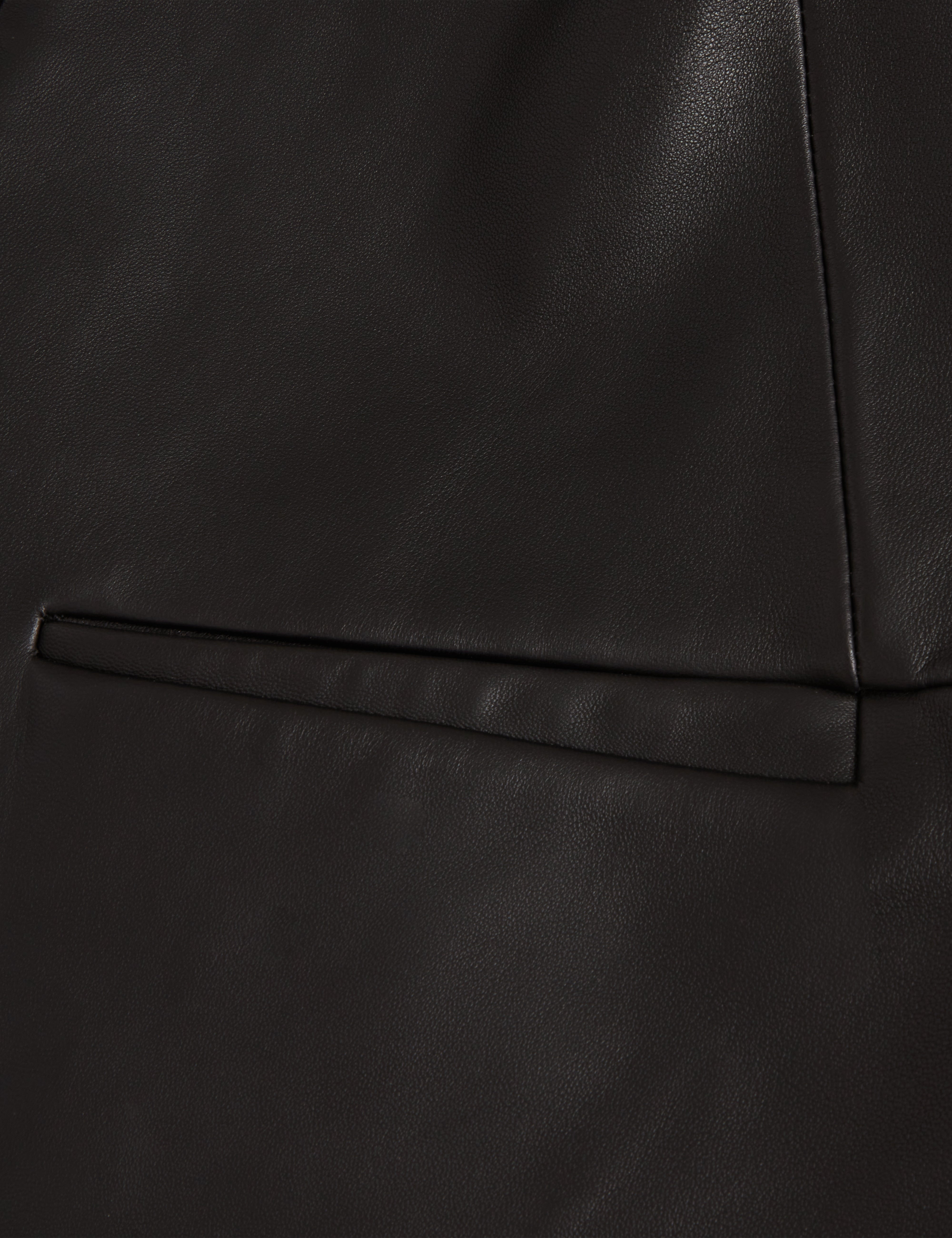 Quentia Cropped Collarless Leather Jacket Black