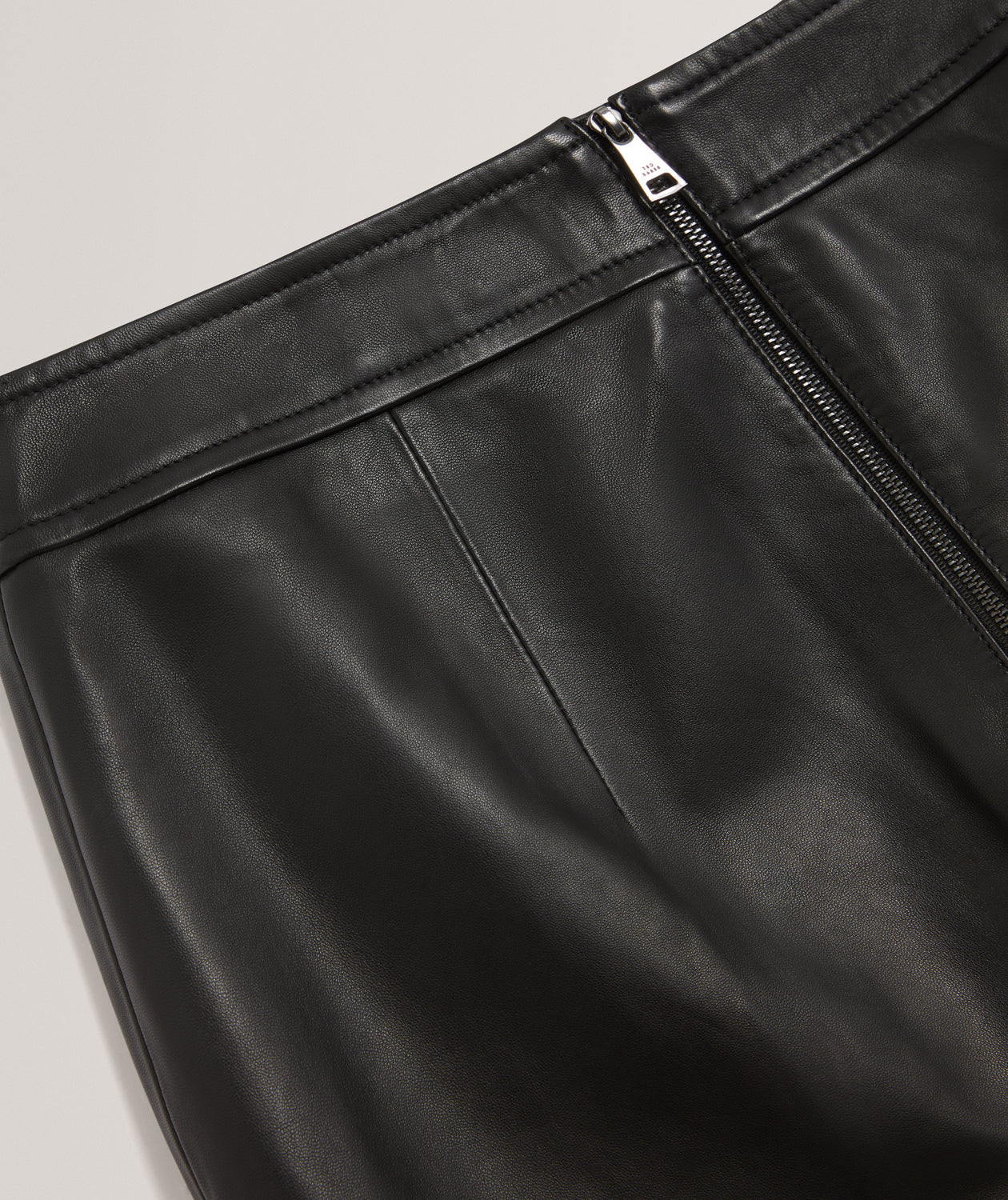 Vikta Leather Mini Skirt With Stitch Detail Black