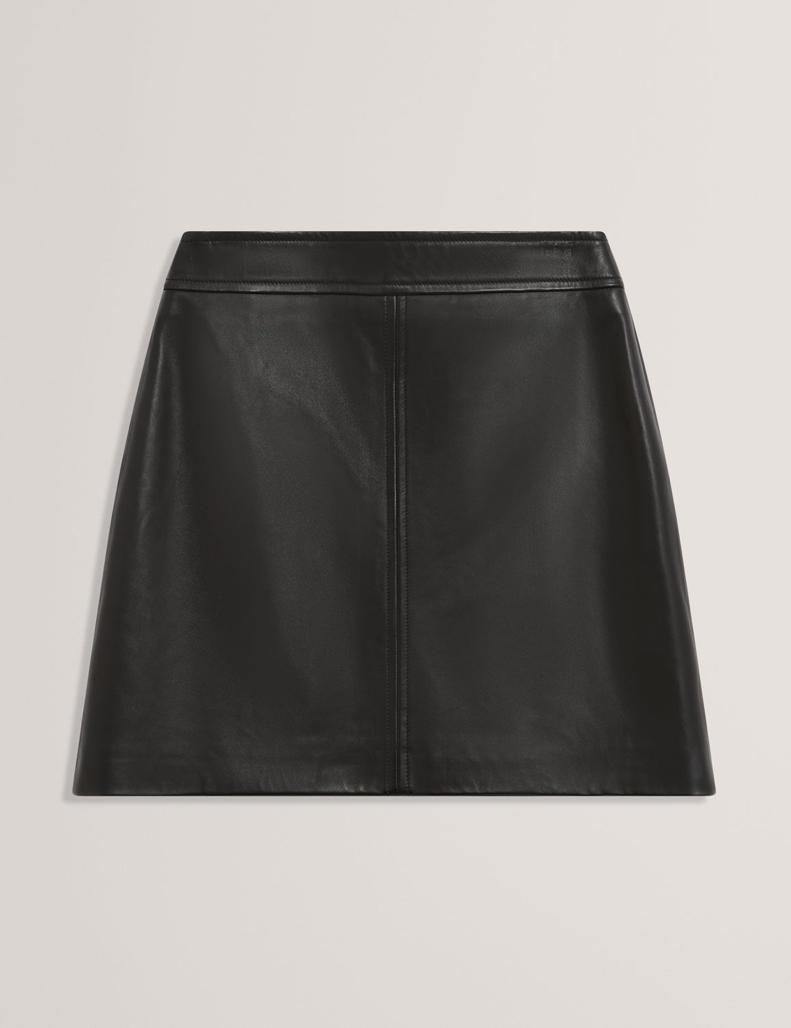 Vikta Leather Mini Skirt With Stitch Detail Black