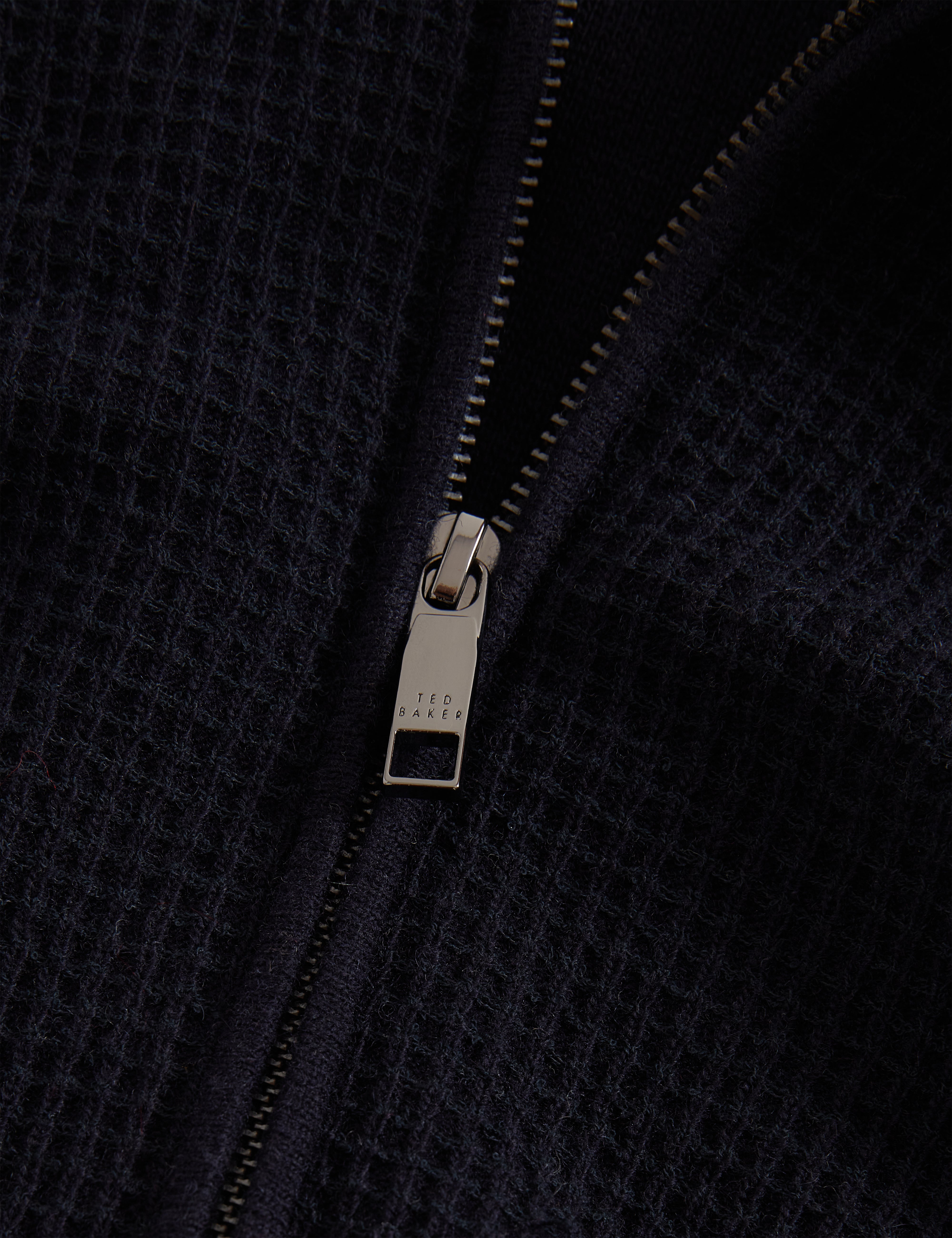 Fenrys Waffle Stitch Zip Thru Navy