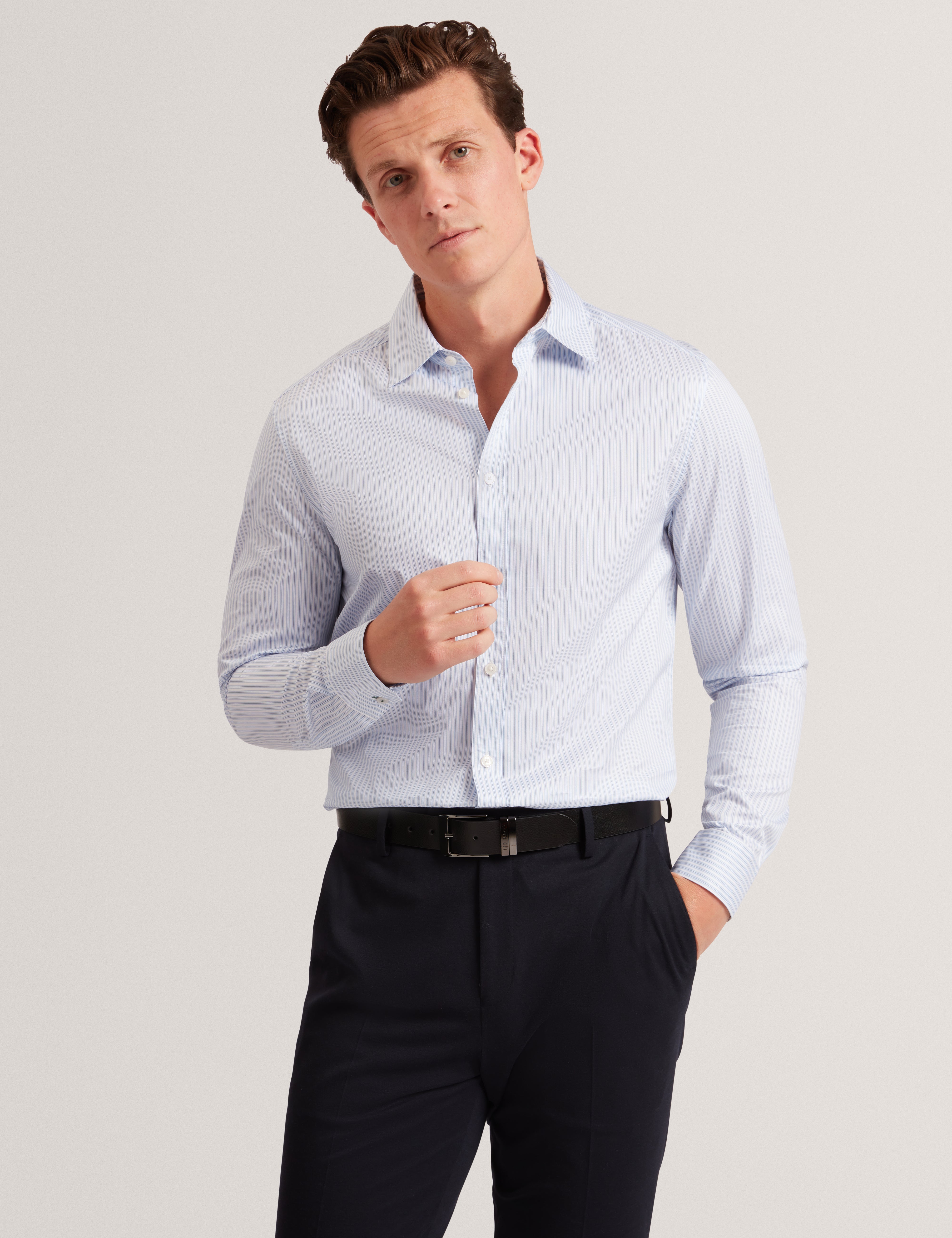 Sohoe Long Sleeve Regular Fit Striped Shirt Lt-Blue