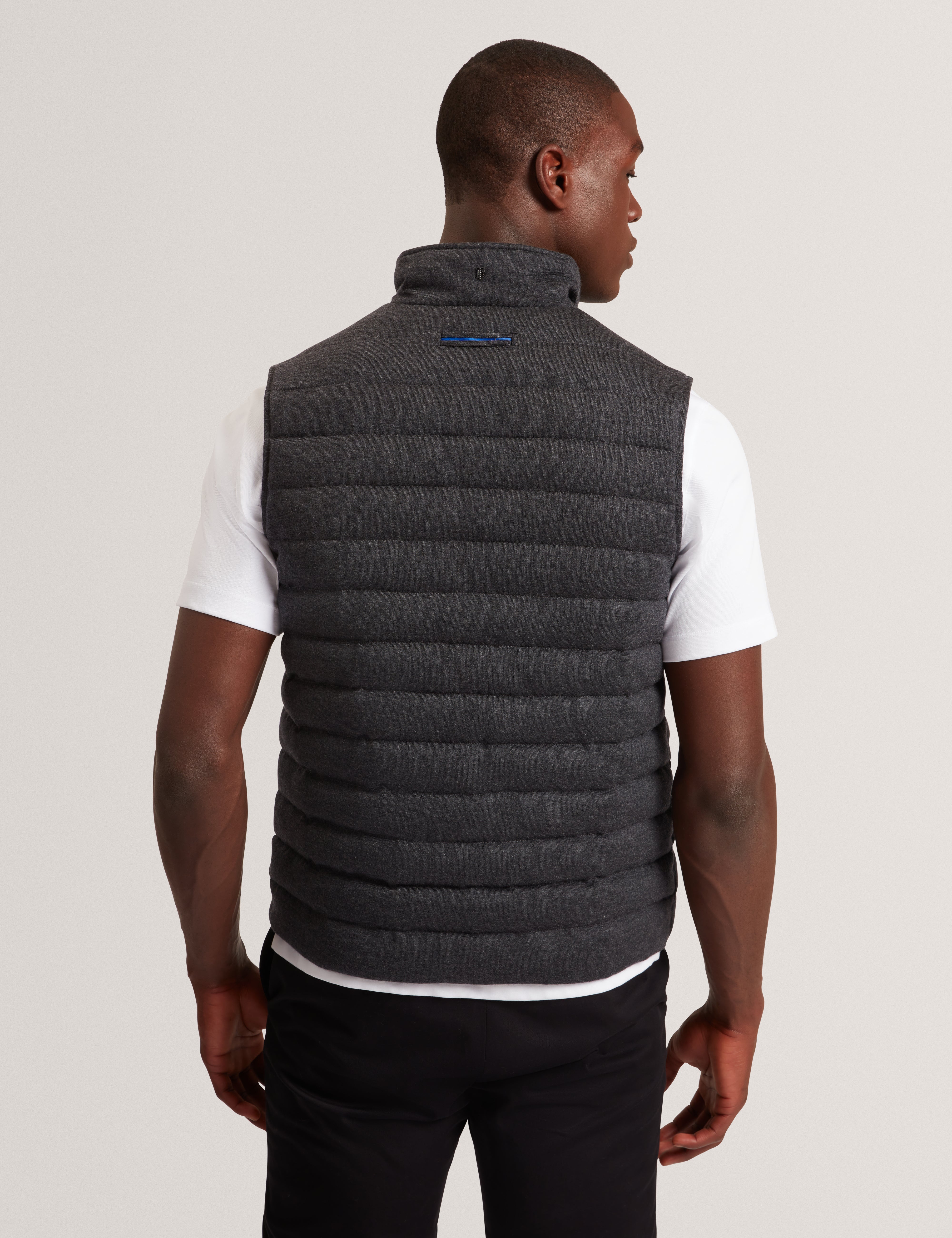 Doppel Fine Knit Reversible Quilted Gilet Charcoal