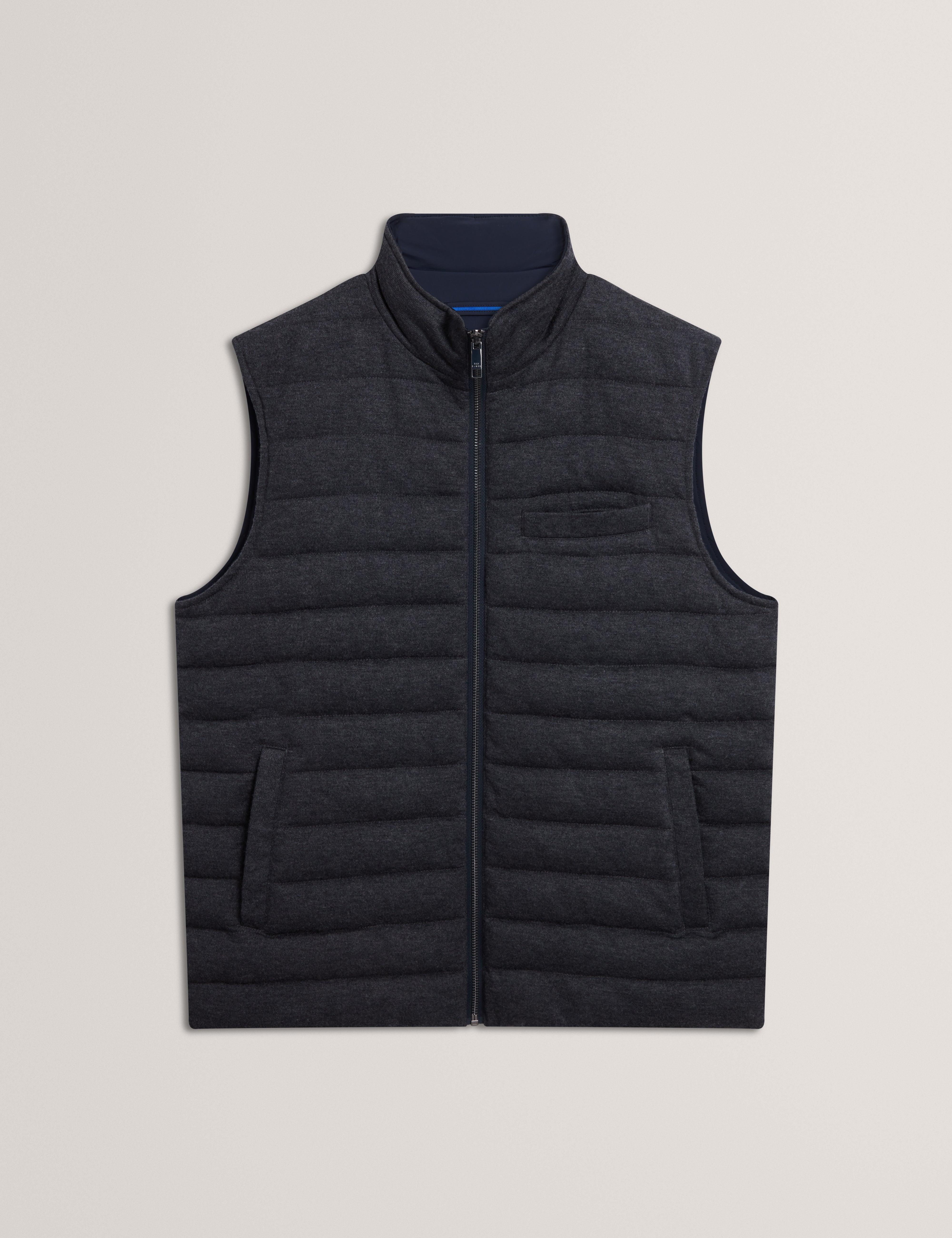 Doppel Fine Knit Reversible Quilted Gilet Charcoal