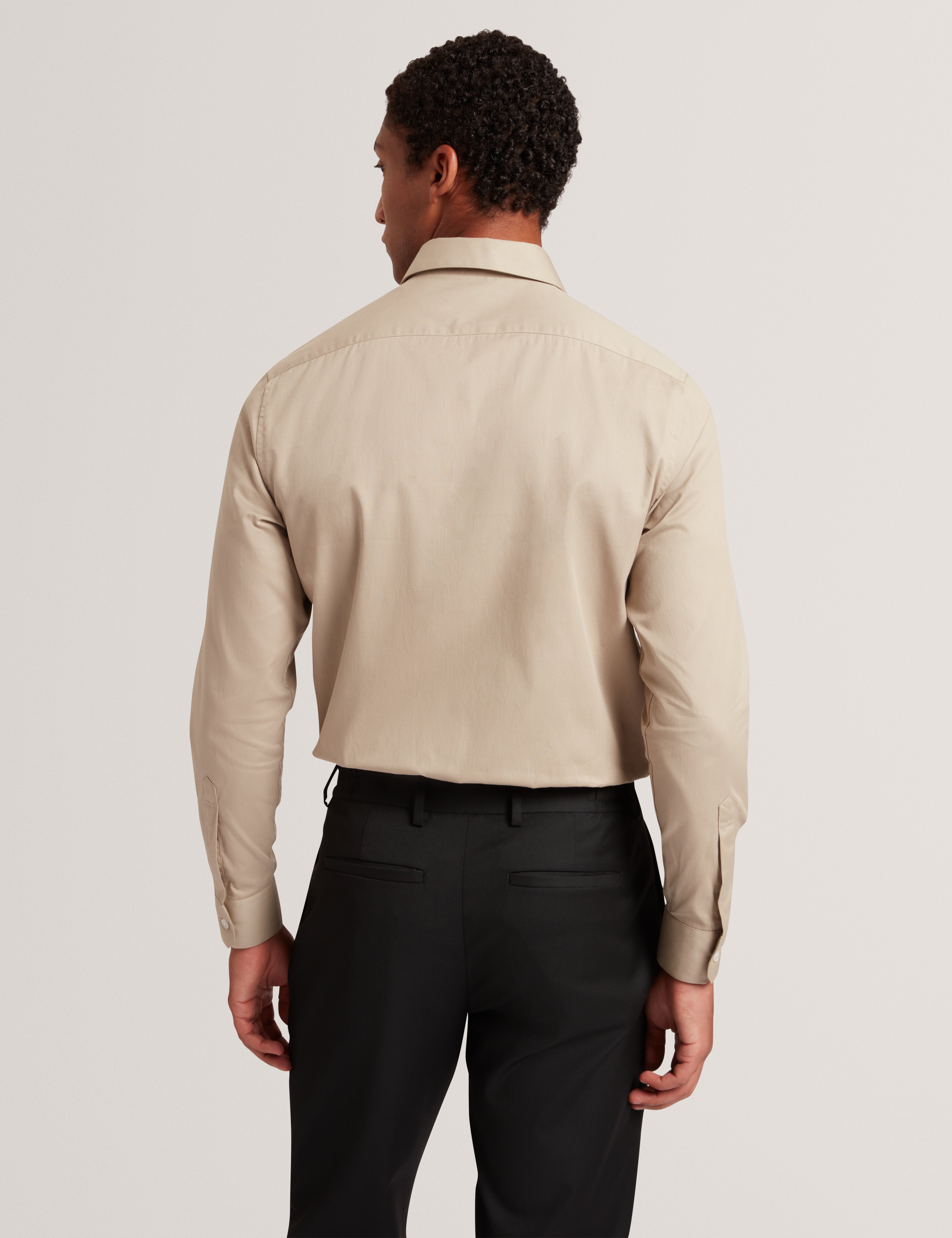 Tibor Long Sleeve Regular Fit Smart Twill Shirt Tan