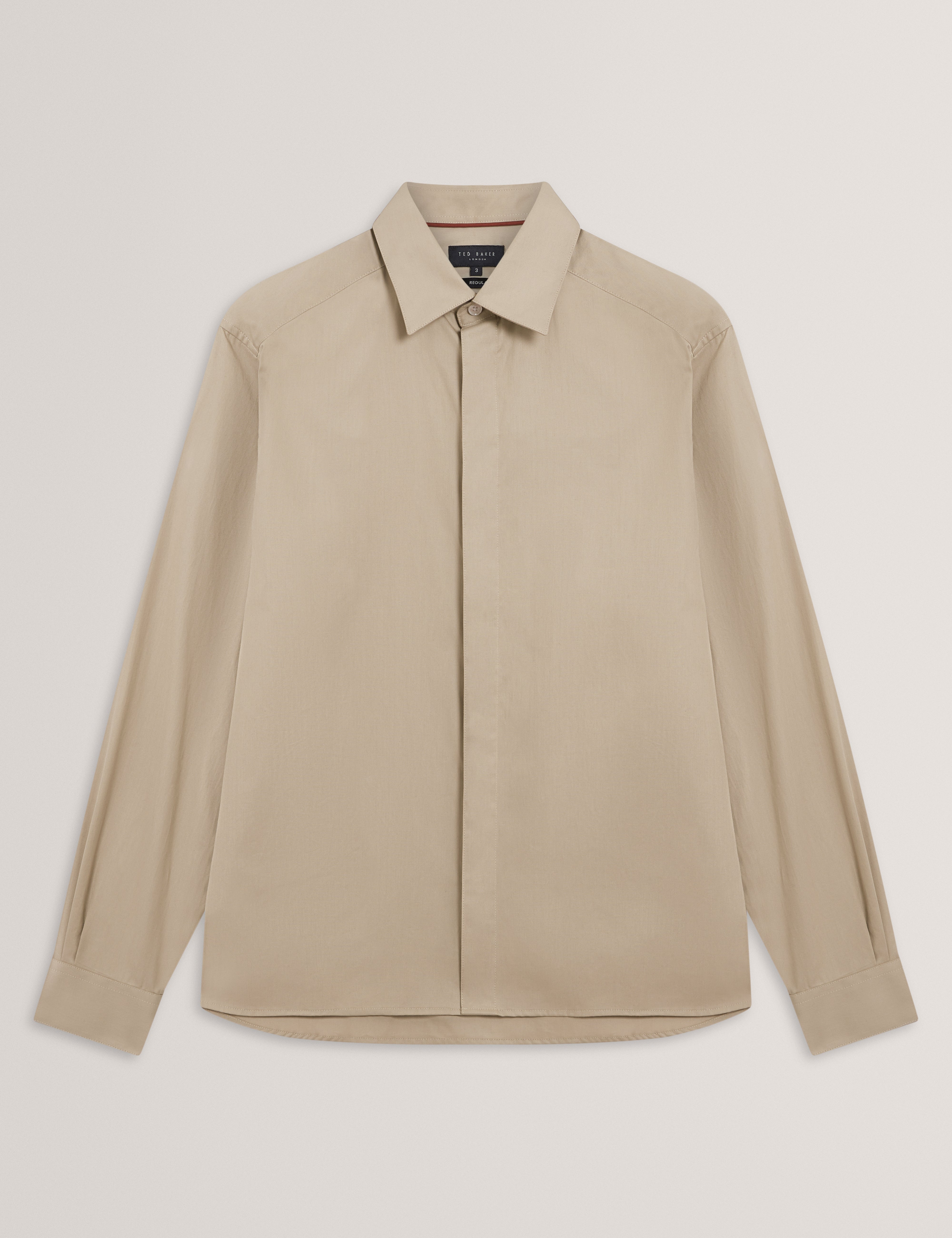 Tibor Long Sleeve Regular Fit Smart Twill Shirt Tan