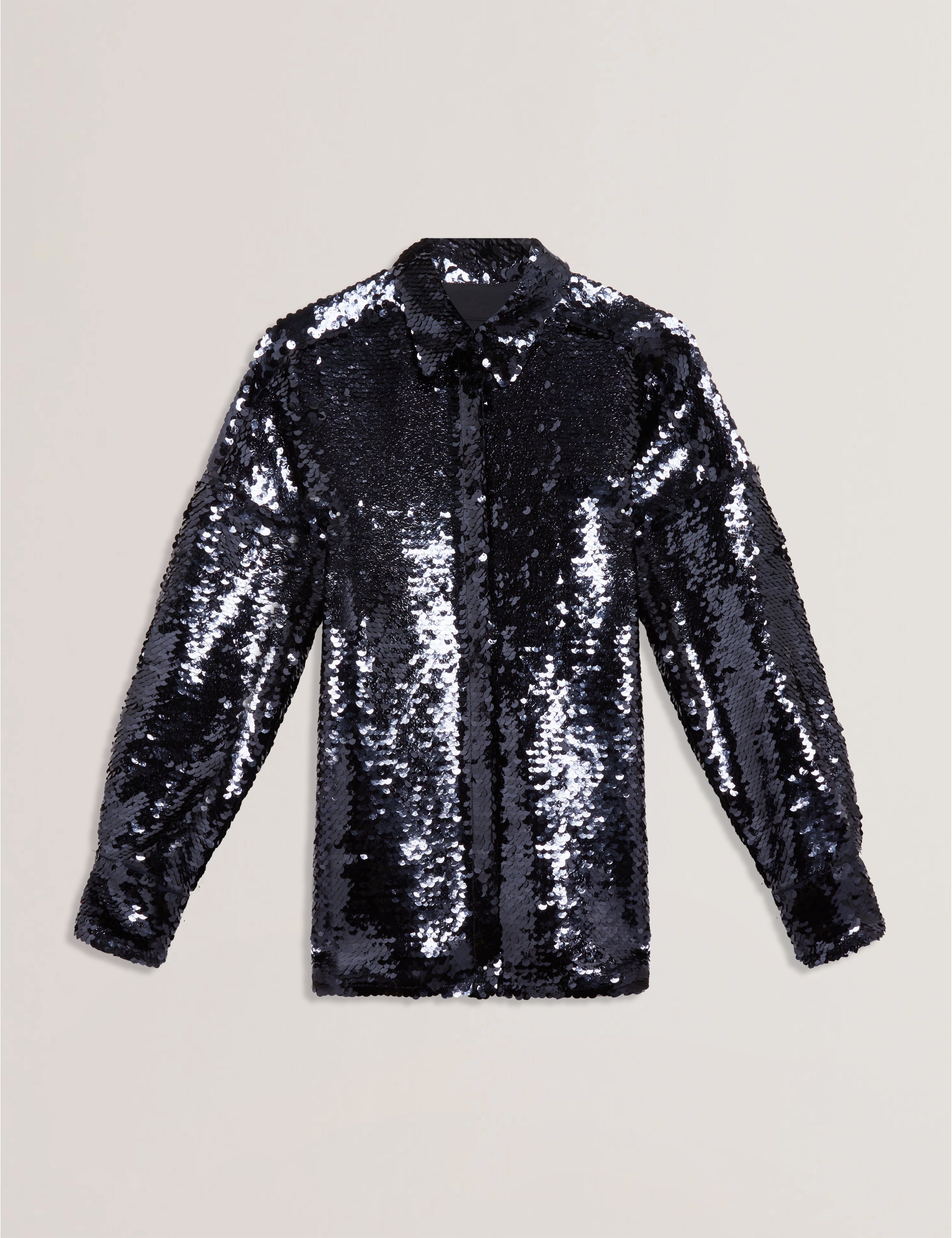 Jesia Oversized Sequin Shirt Navy