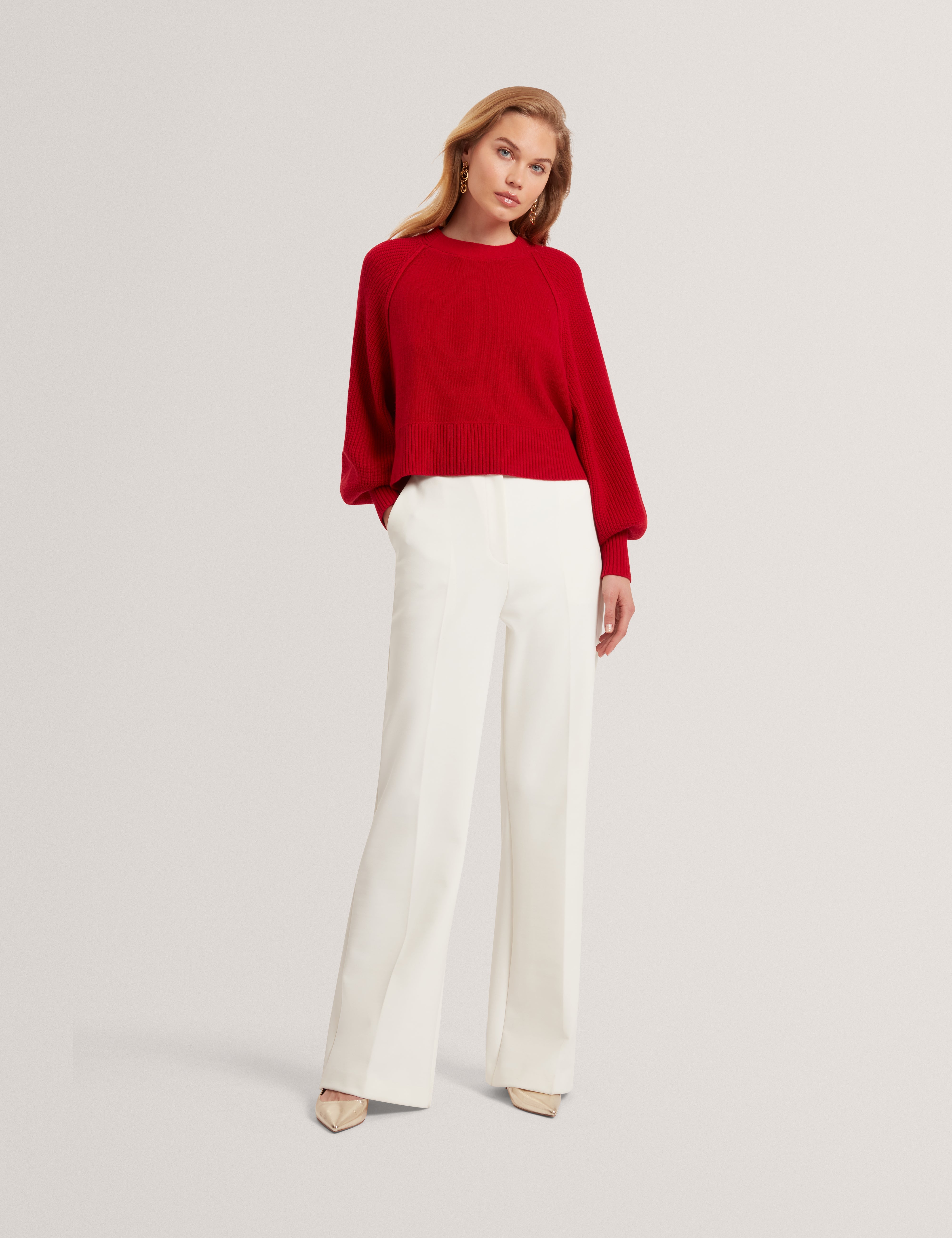 Vicckii Crew Neck Knitted Jumper Dk-Red