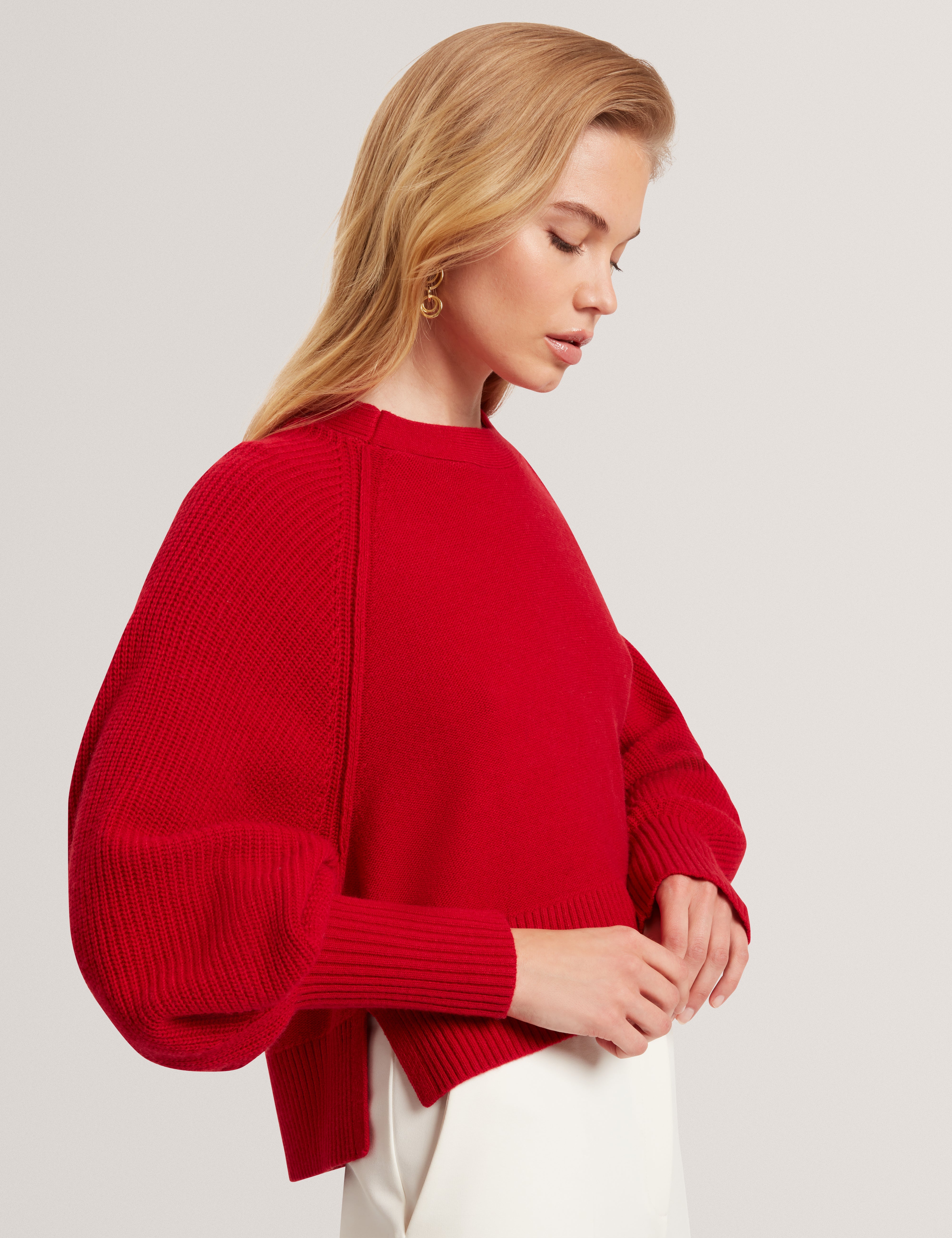 Vicckii Crew Neck Knitted Jumper Dk-Red