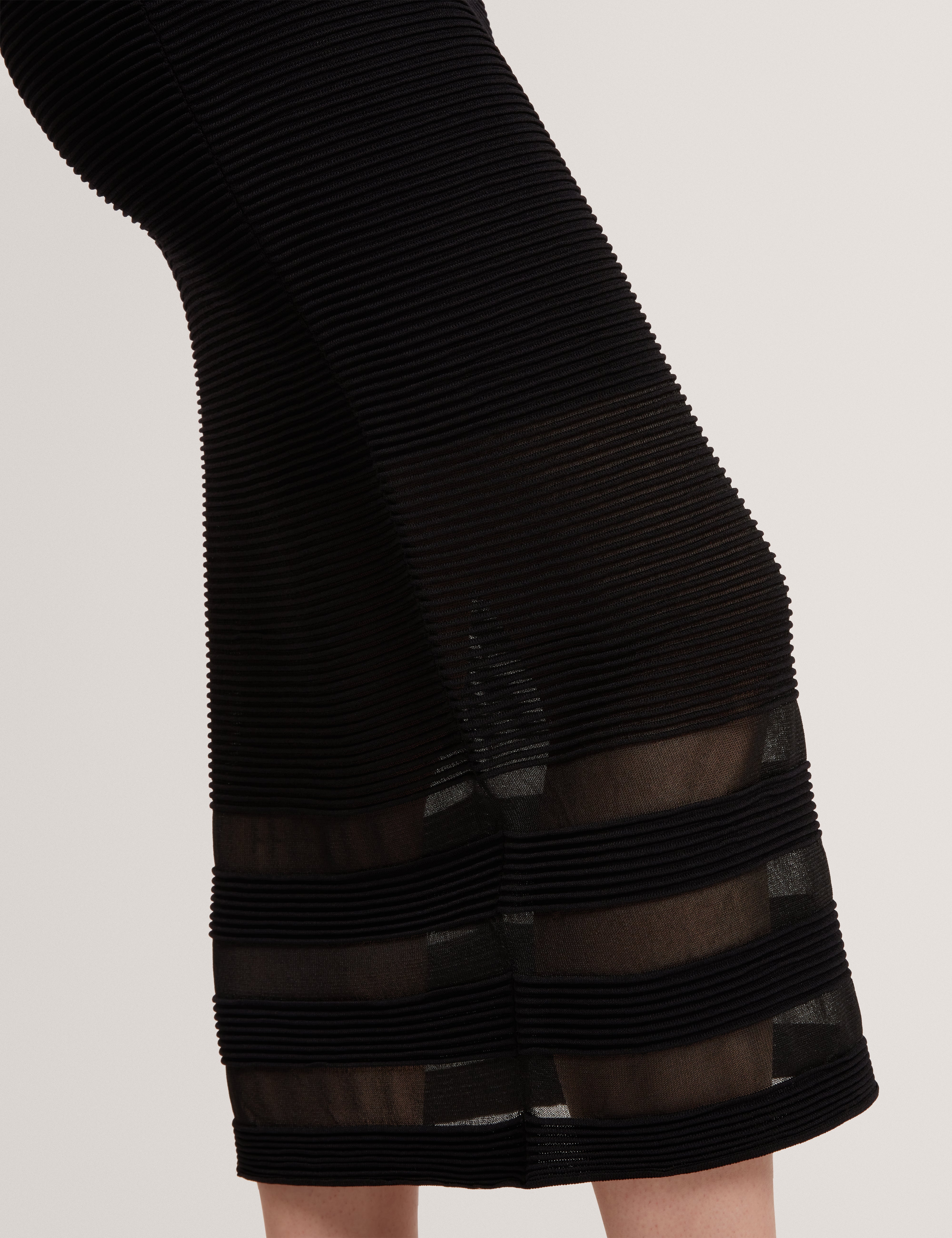 Cairie Knit Pencil Skirt With Invisible Yarn Pa Black