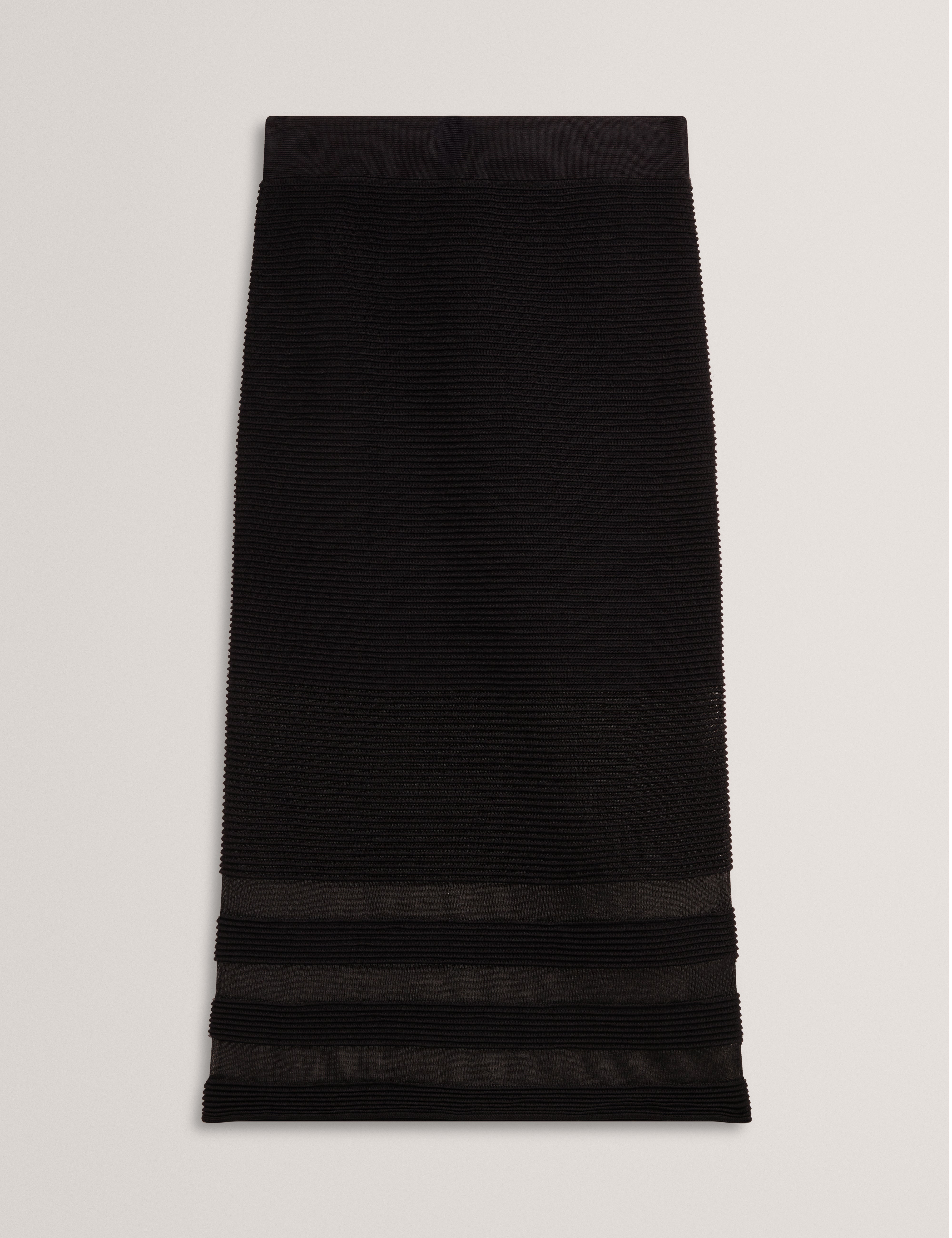 Cairie Knit Pencil Skirt With Invisible Yarn Pa Black