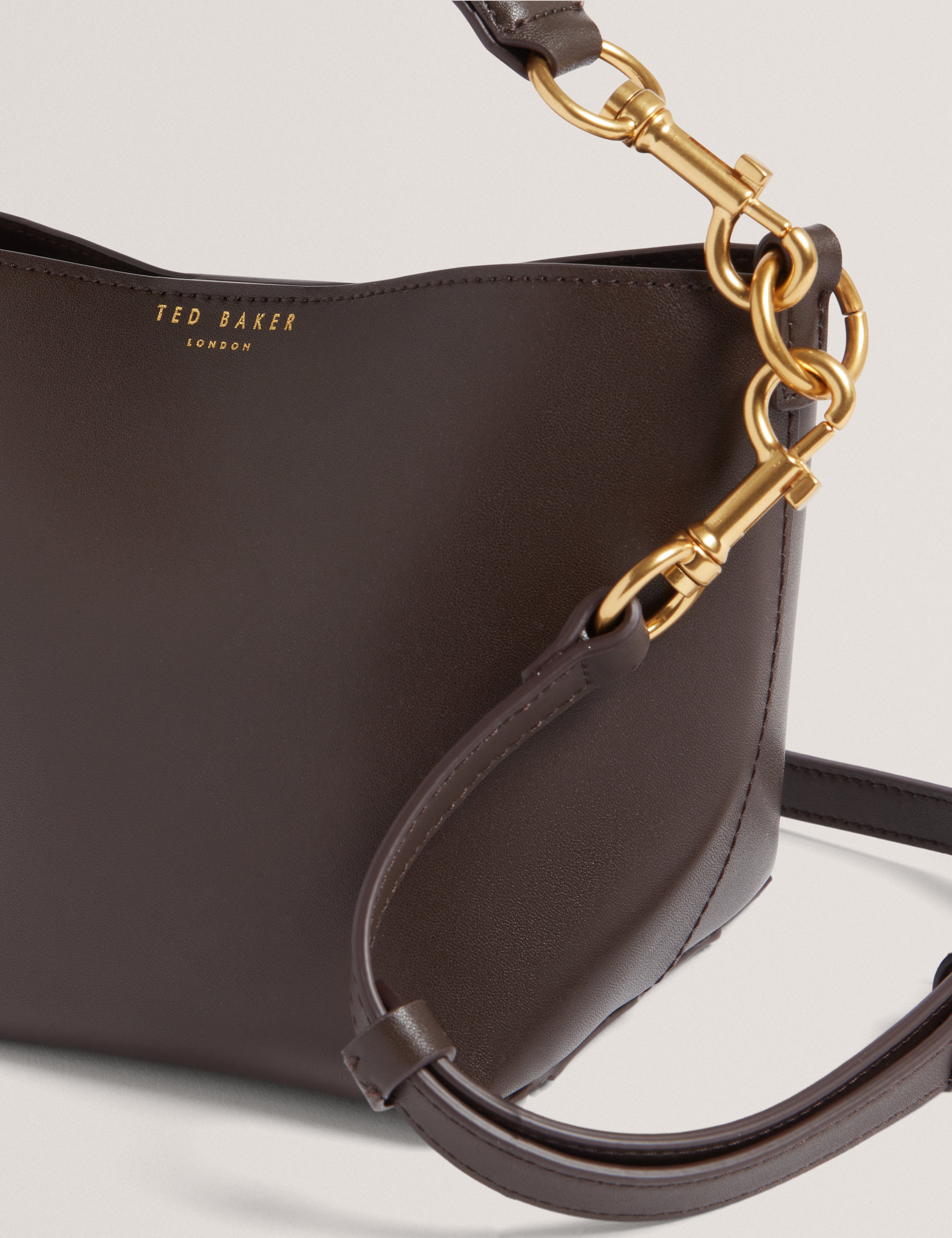 Wavely Weave Handle Leather Small Bucket Bag Brn-Choc