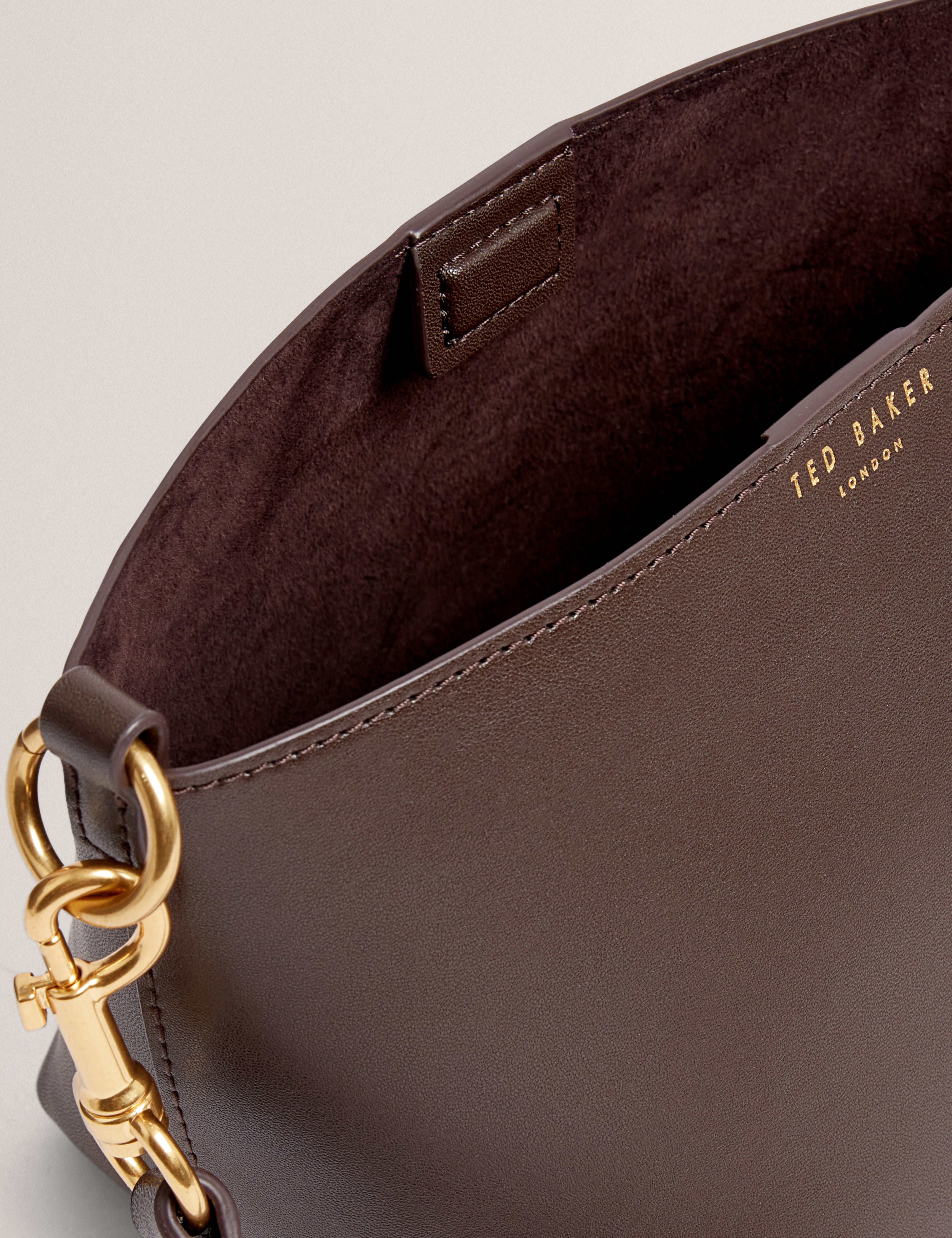 Wavely Weave Handle Leather Small Bucket Bag Brn-Choc