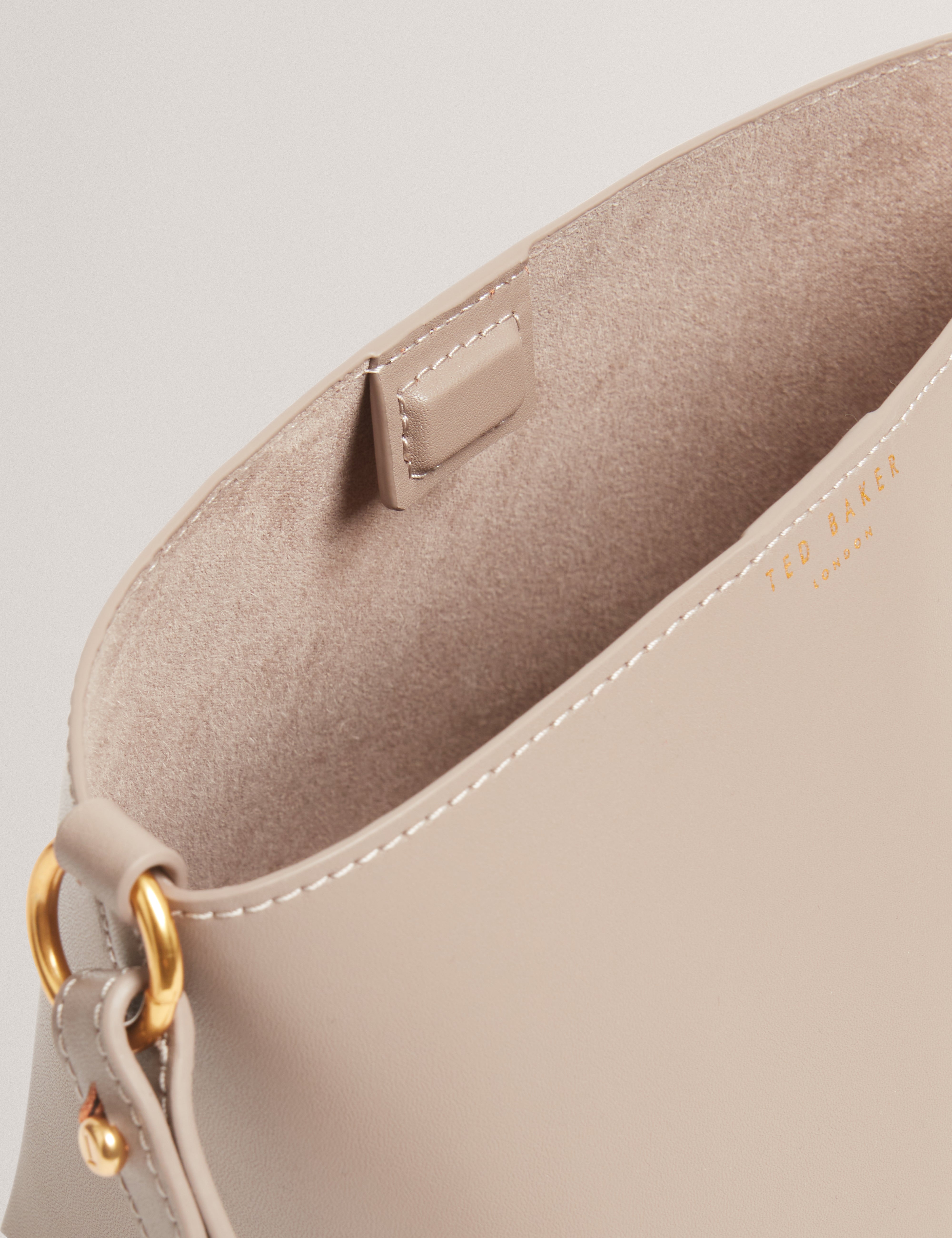 Wavely Weave Handle Leather Small Bucket Bag Taupe