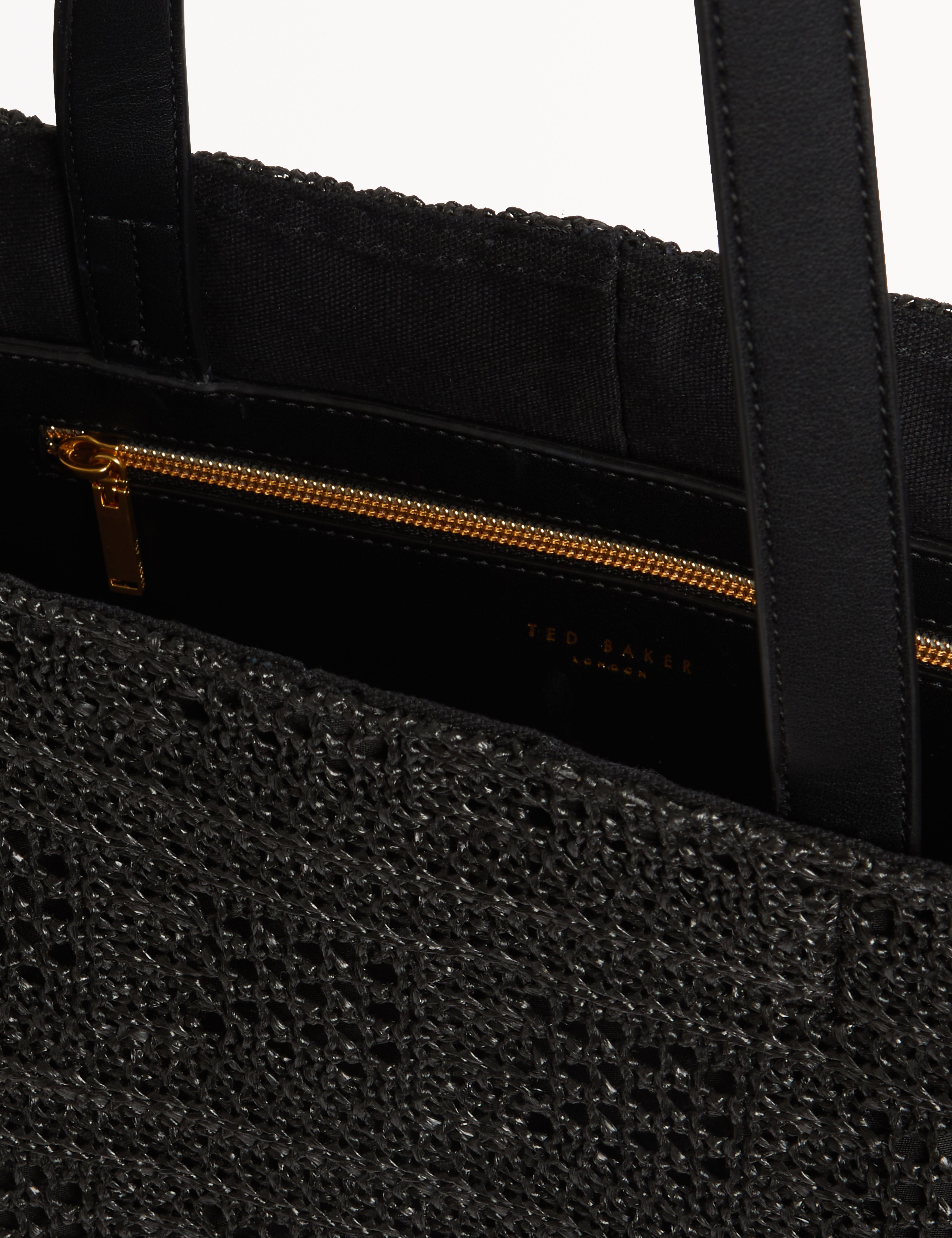 Periiee Raffia Straw Collapsible Puzzle Bag Black