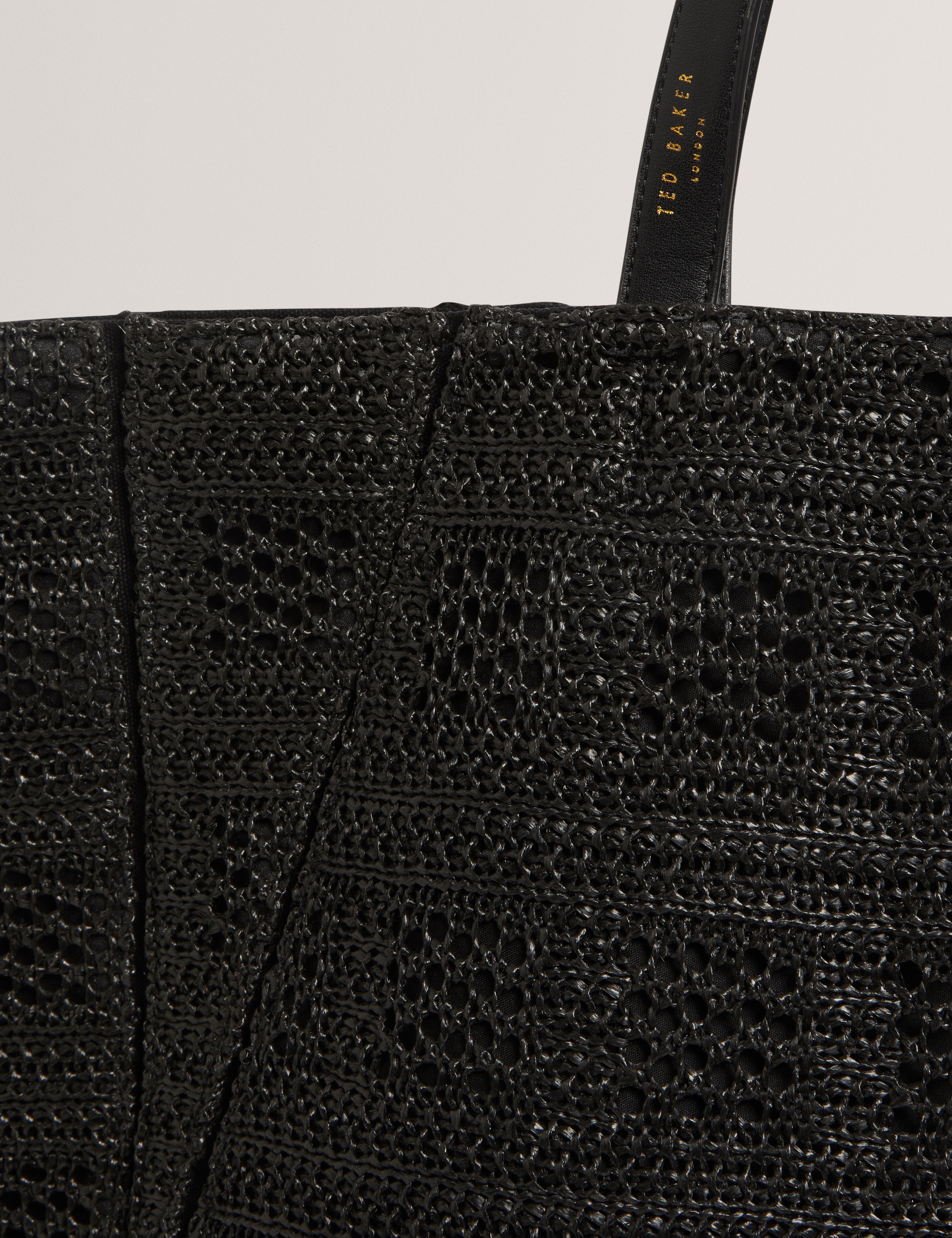 Periiee Raffia Straw Collapsible Puzzle Bag Black