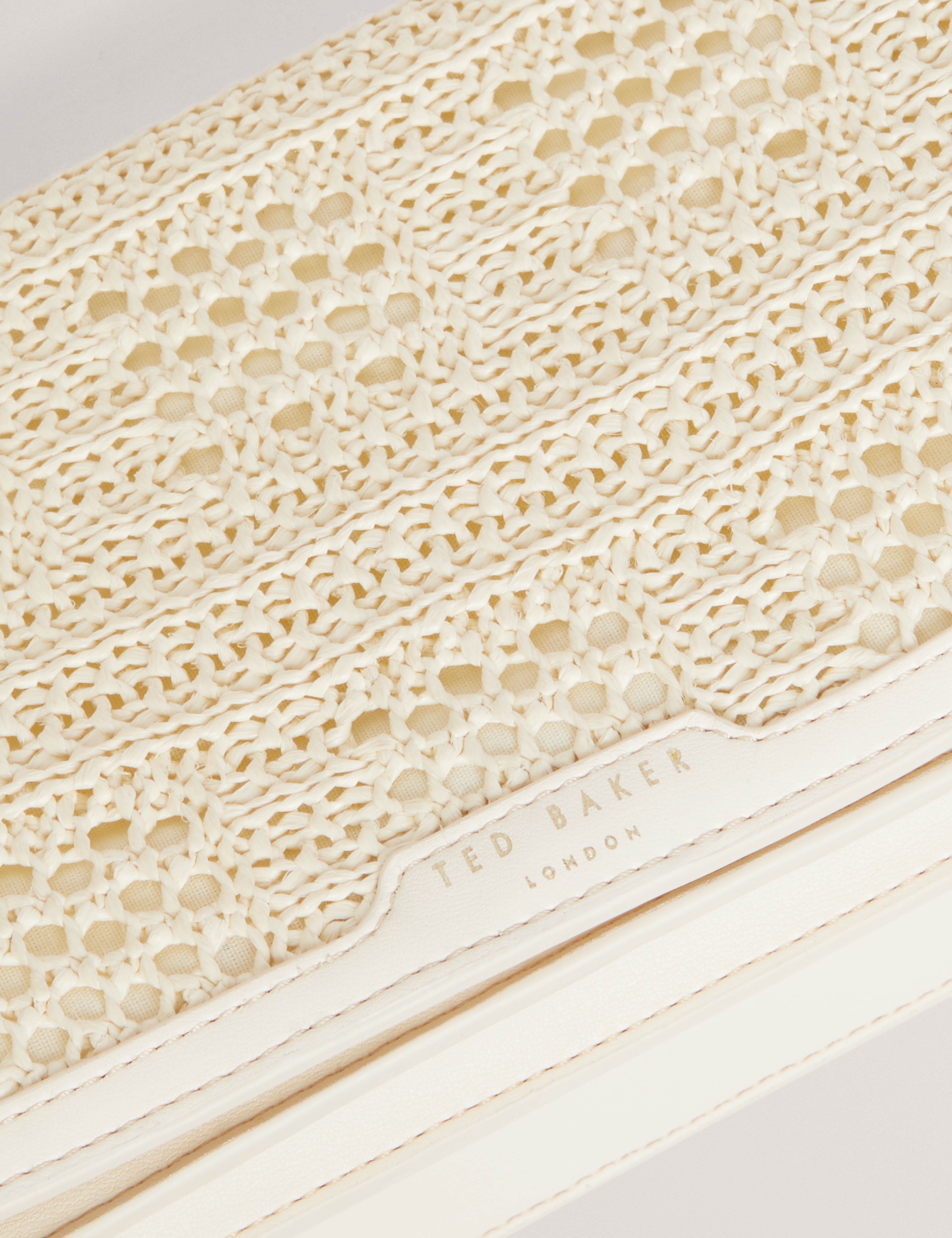 Pettria Raffia Straw Elongated Shoulder Bag Ivory