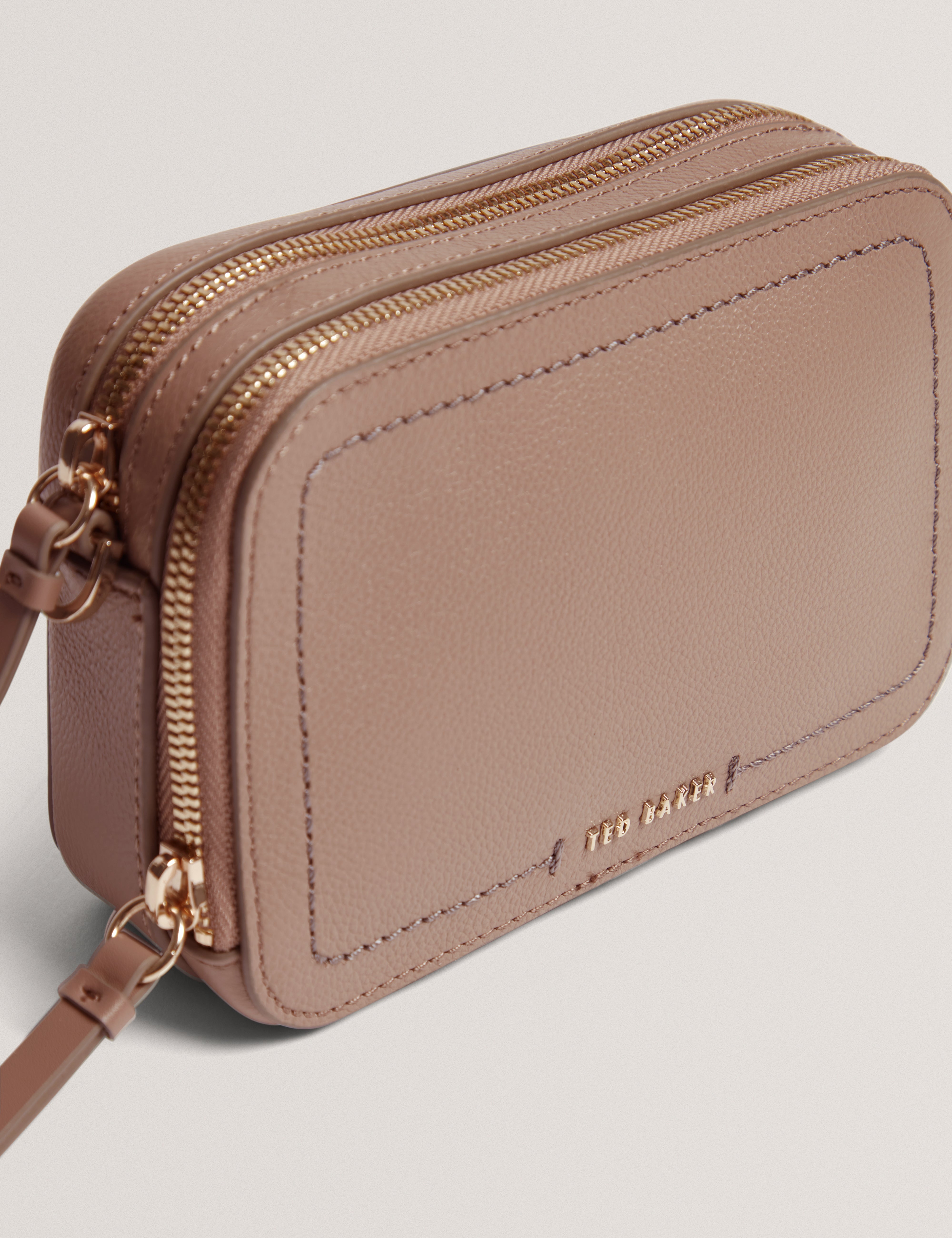 Linzie Webbing Leather Small Crossbody Camera B Taupe