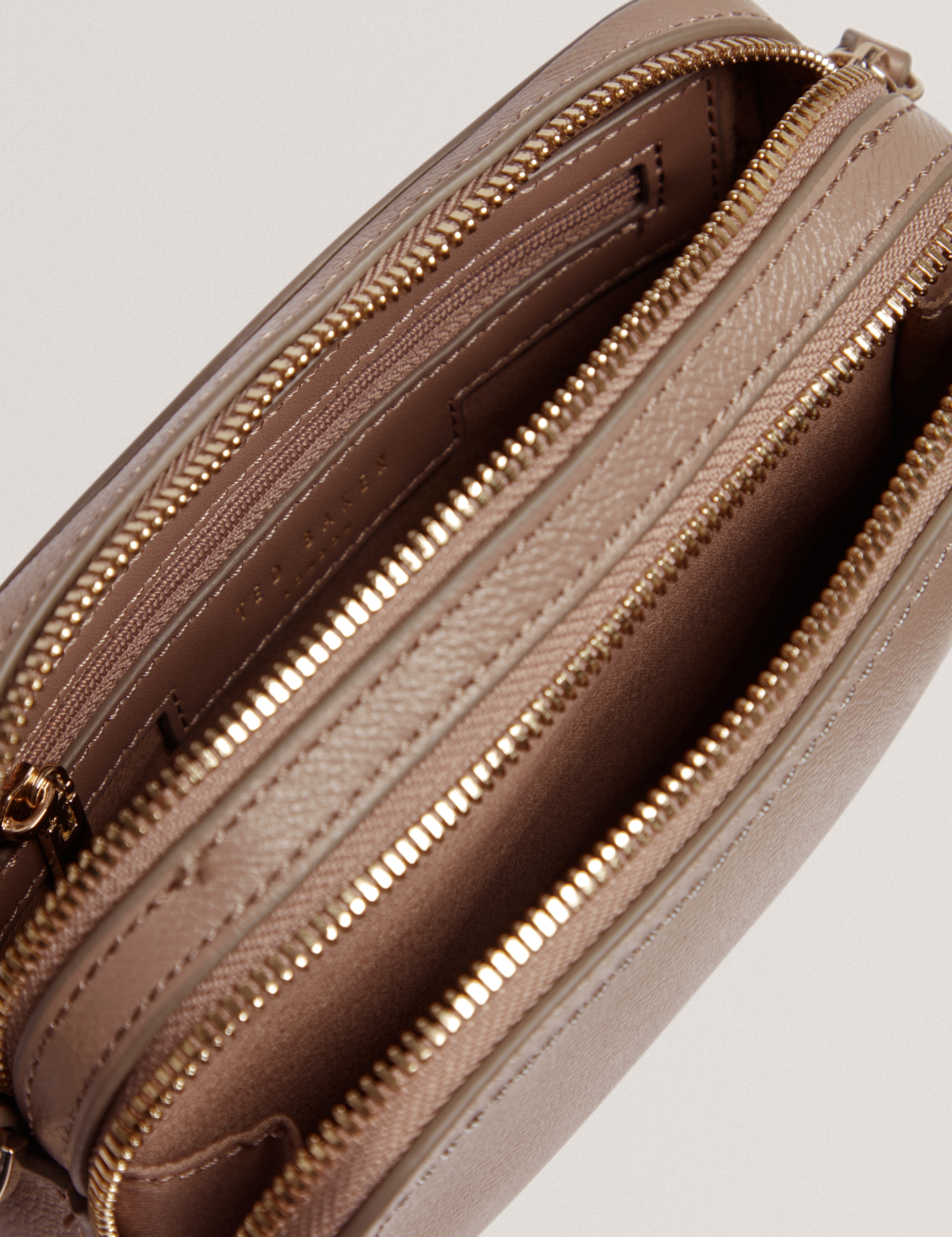Linzie Webbing Leather Small Crossbody Camera B Taupe