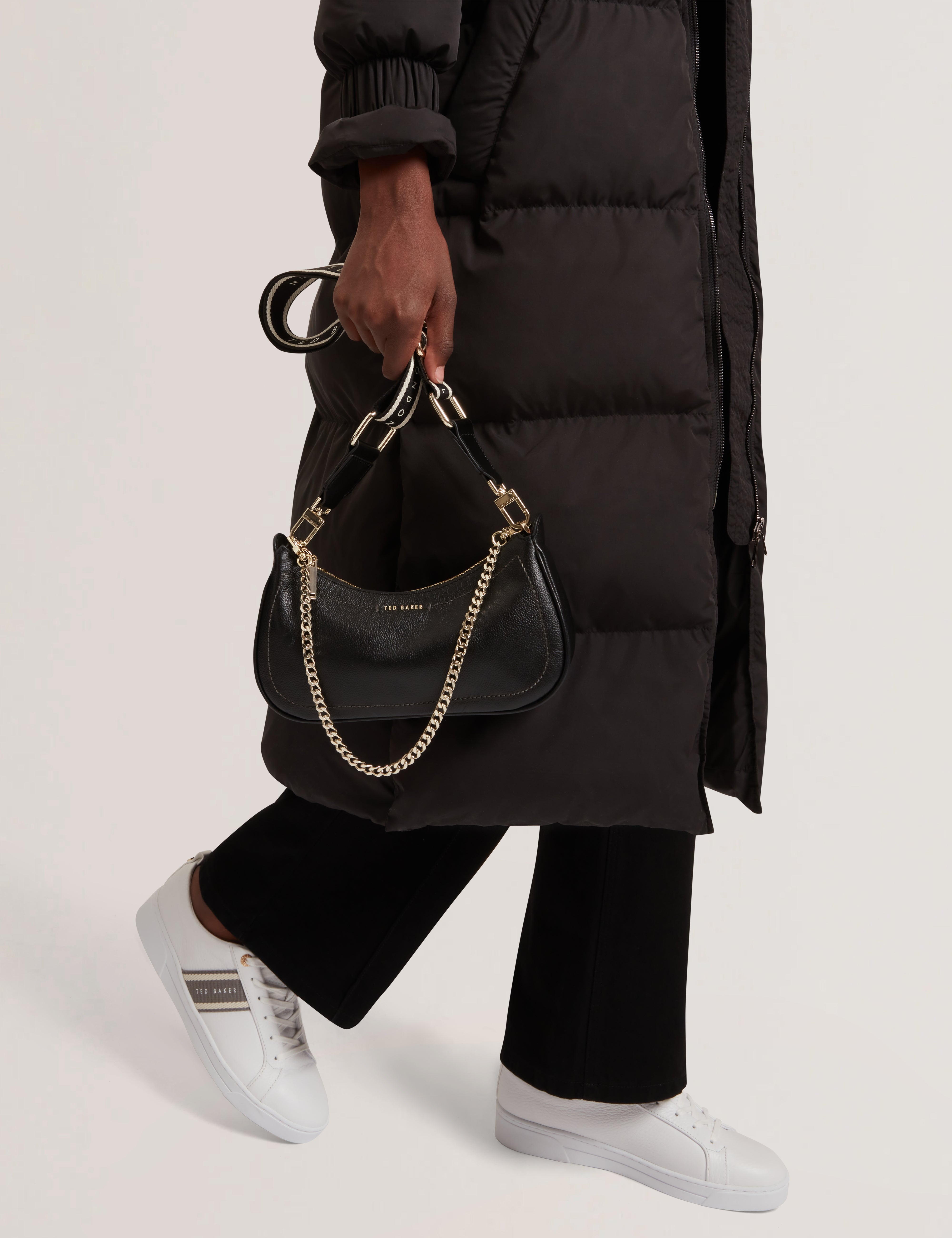 Laarna Webbing Small Leather Shoulder Bag Black