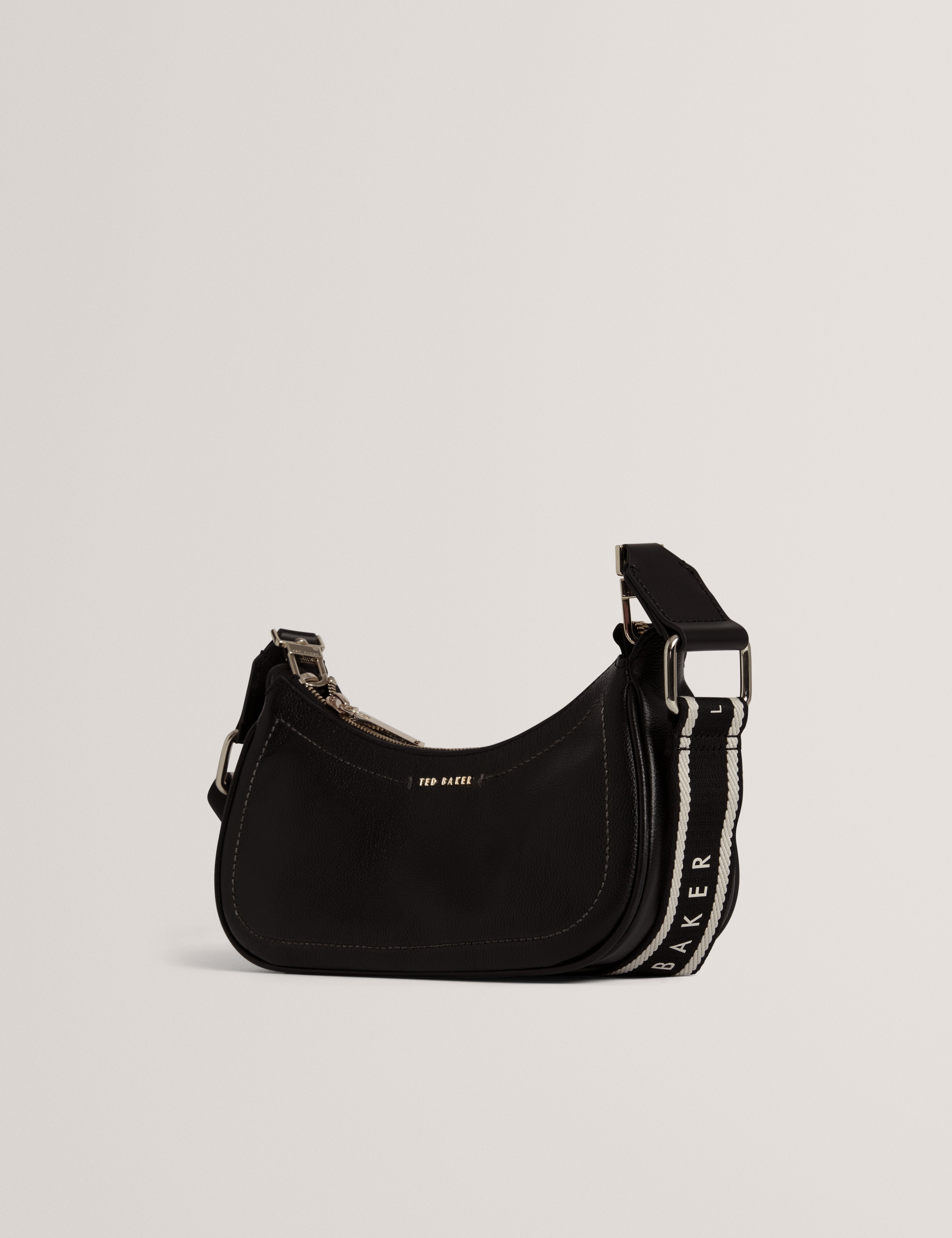 Laarna Webbing Small Leather Shoulder Bag Black