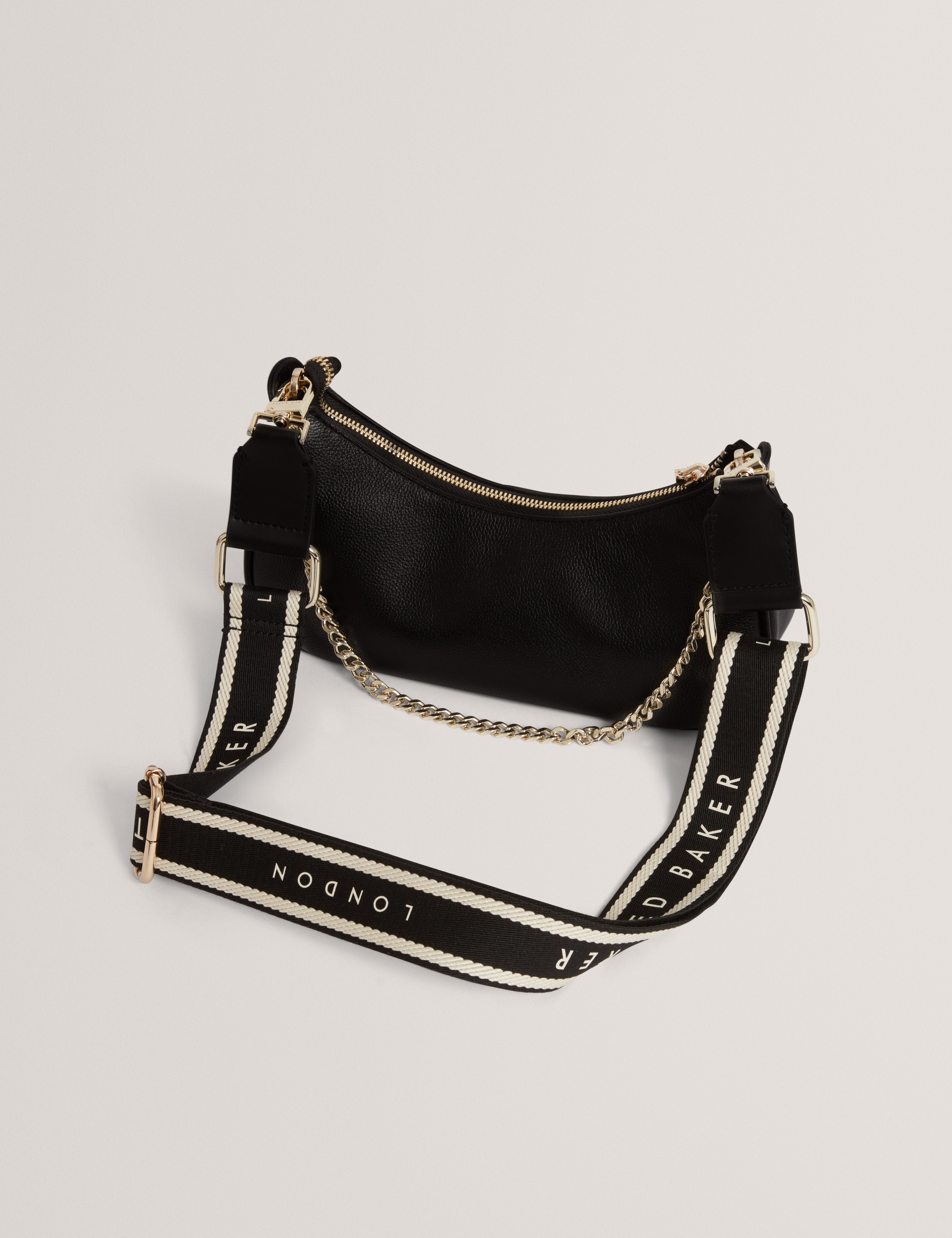 Laarna Webbing Small Leather Shoulder Bag Black