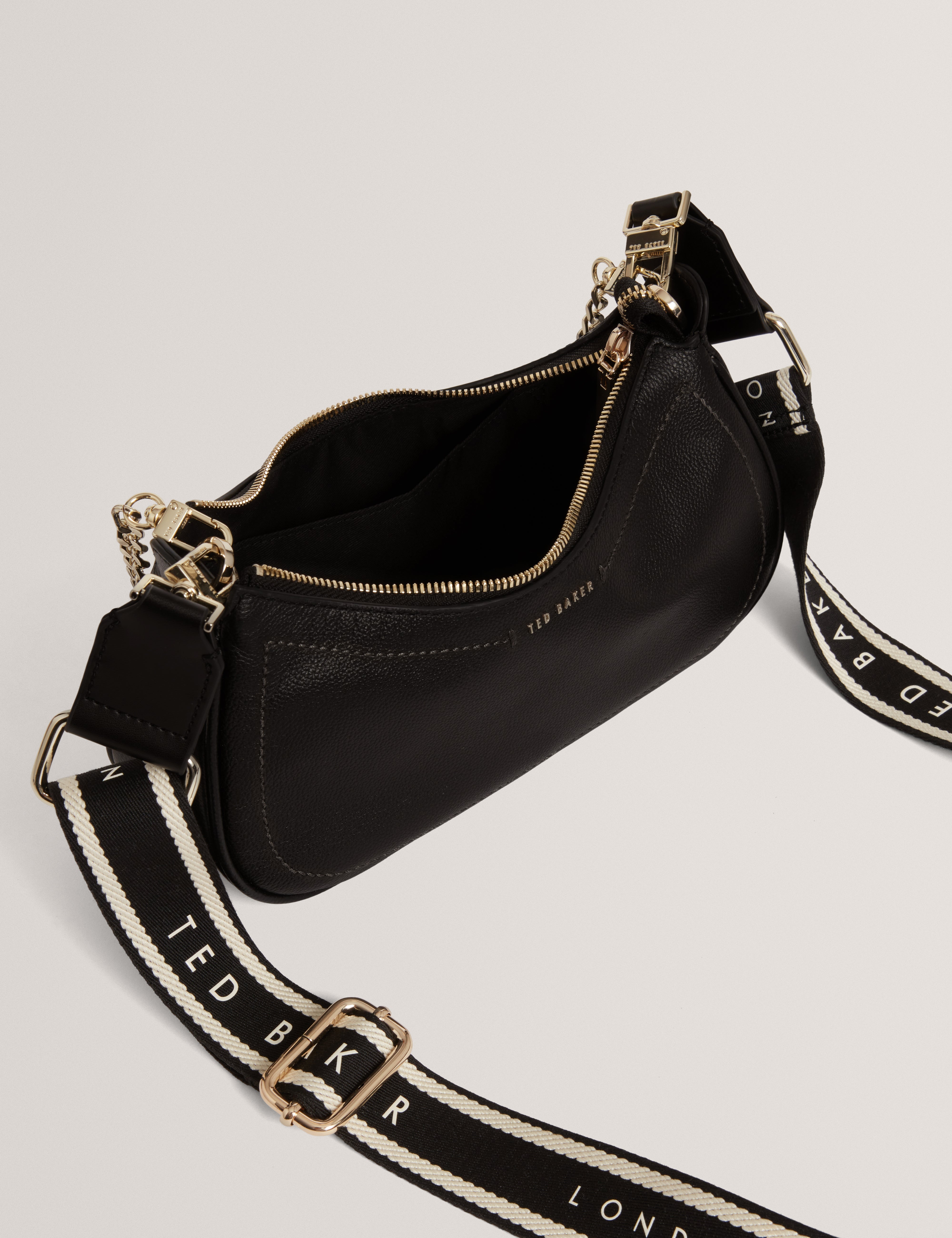 Laarna Webbing Small Leather Shoulder Bag Black