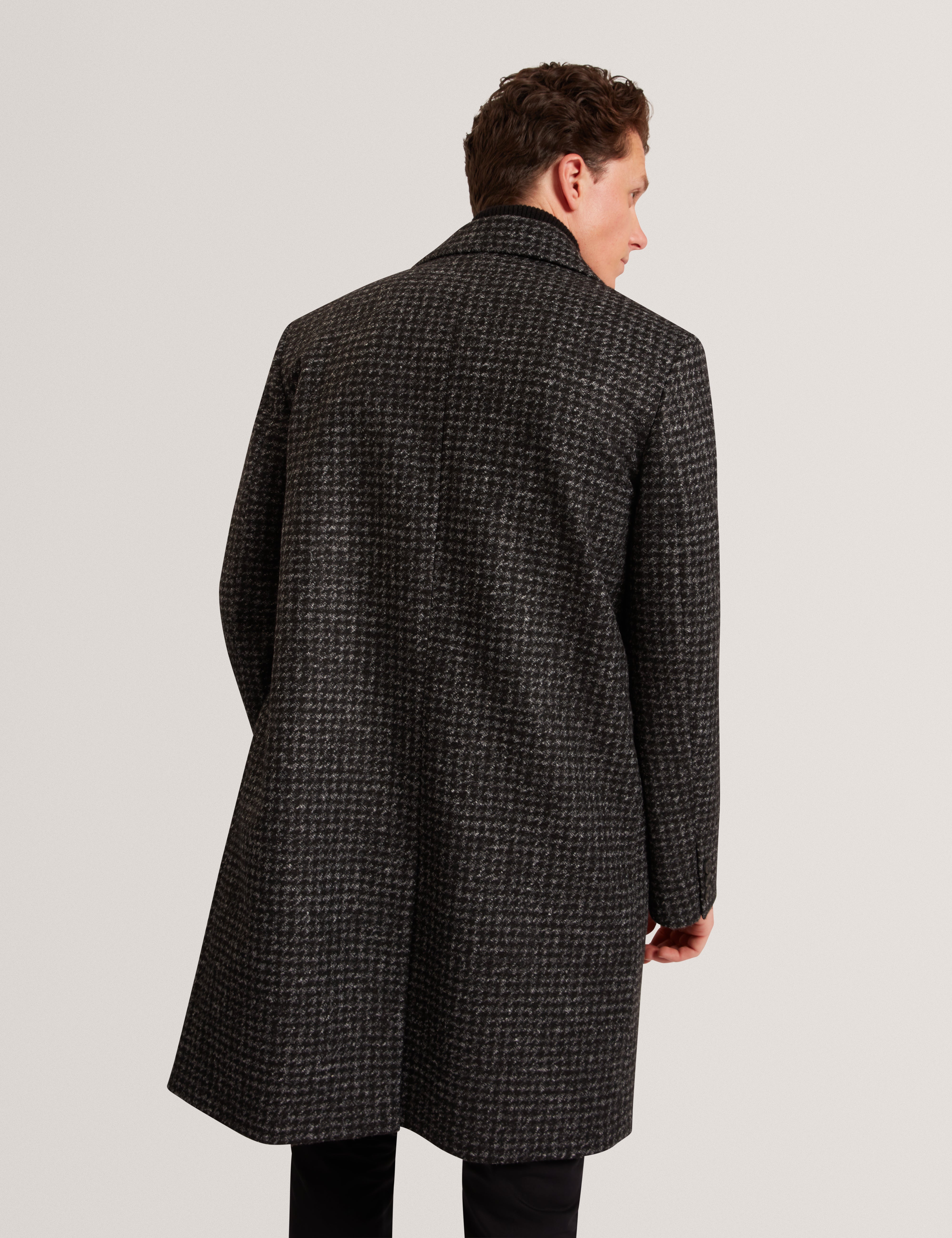 Eppsom Relaxed Fit Knitted Houndstooth Coat Black