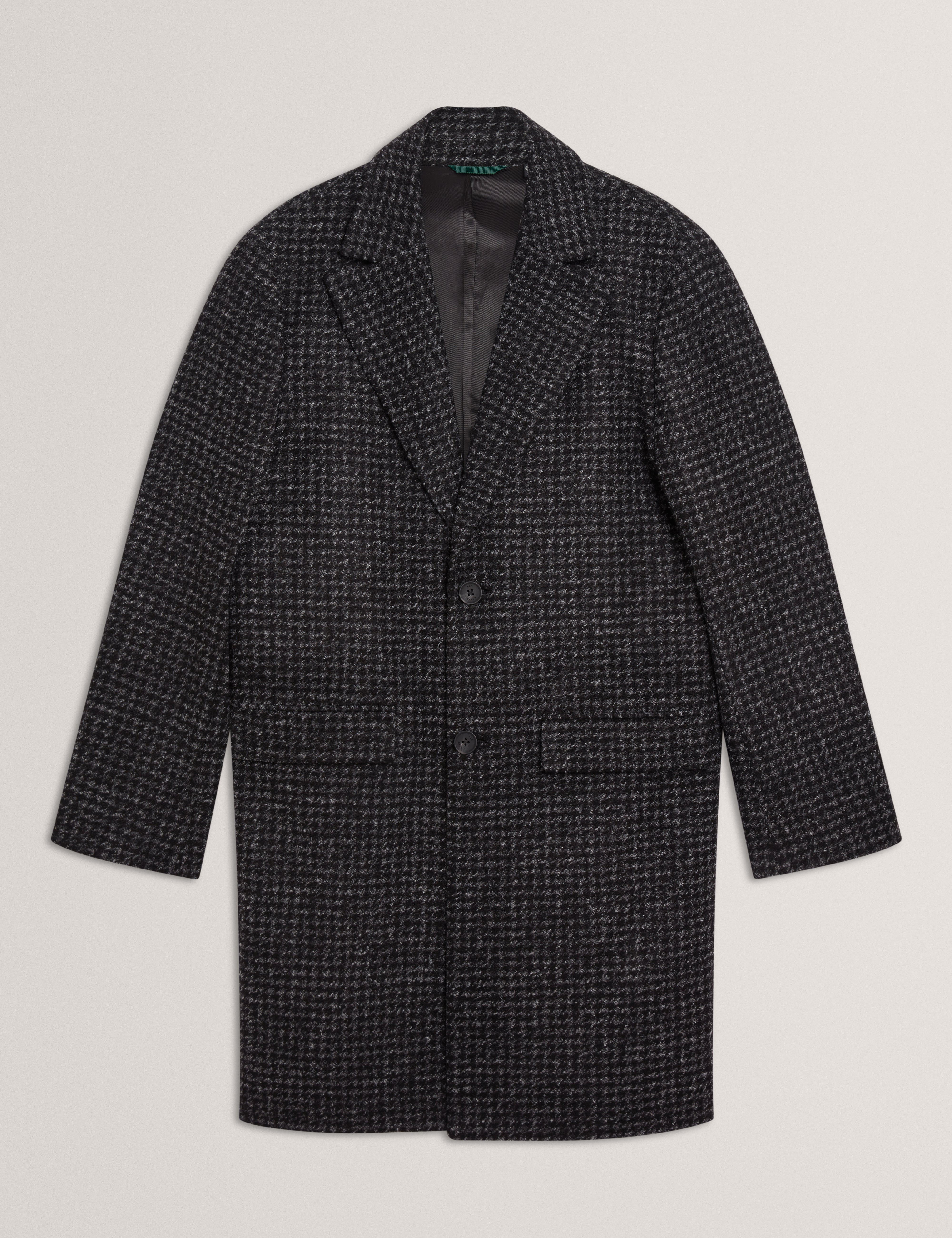 Eppsom Relaxed Fit Knitted Houndstooth Coat Black